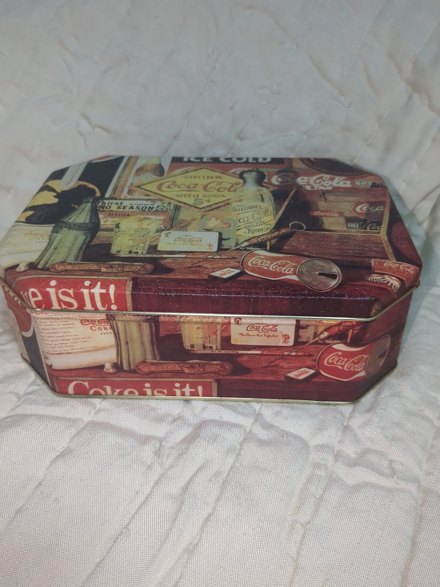 Vintage 1990 Coca-Cola Coke Tin designed by Artist Sandra Ethridge Porter Coke through the Years. Tin Collectible cct9