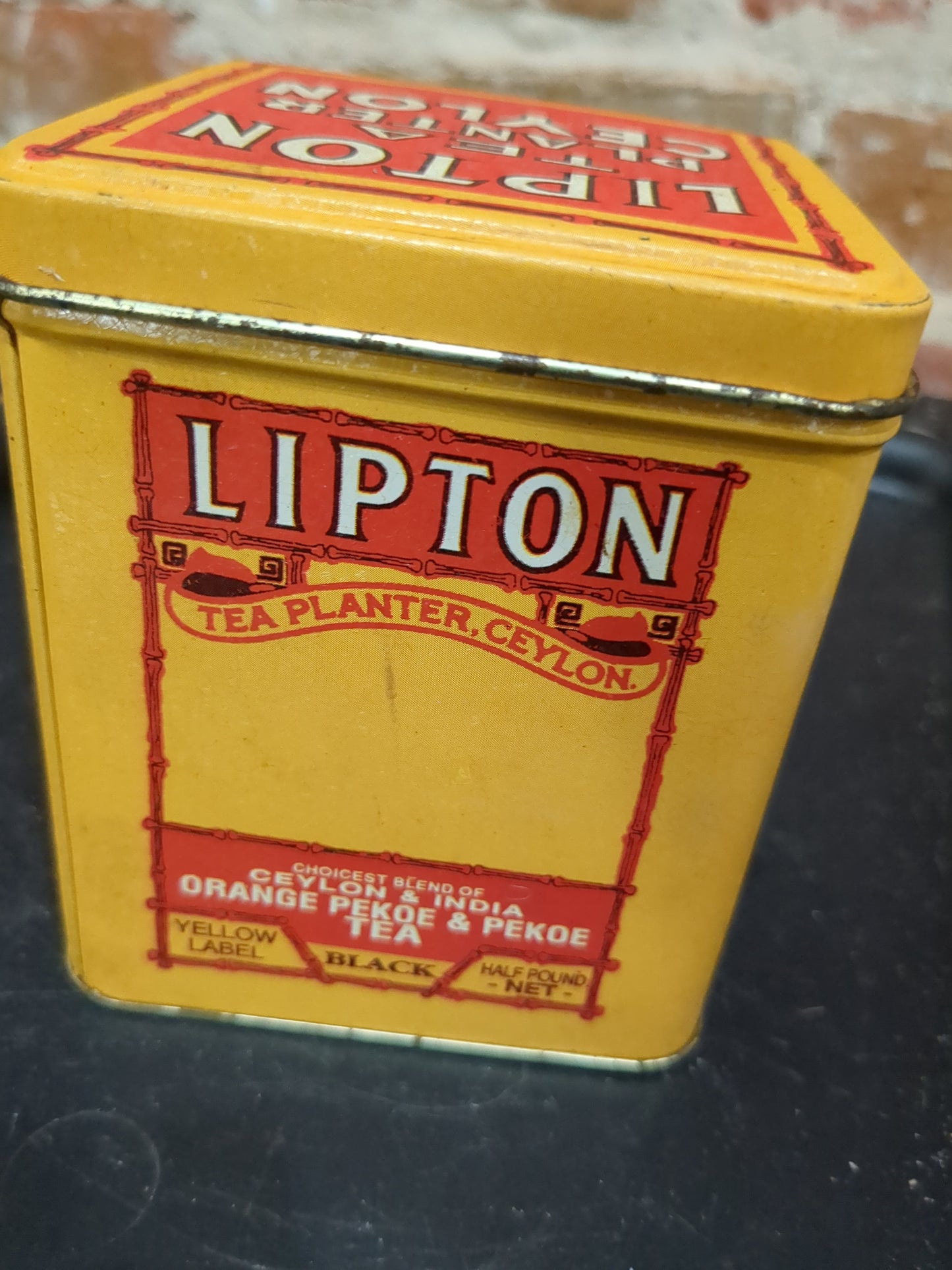 Vintage Bristol Ware Lipton Tea Bag Planter Ceylon Collectible Advertising Tin tin793