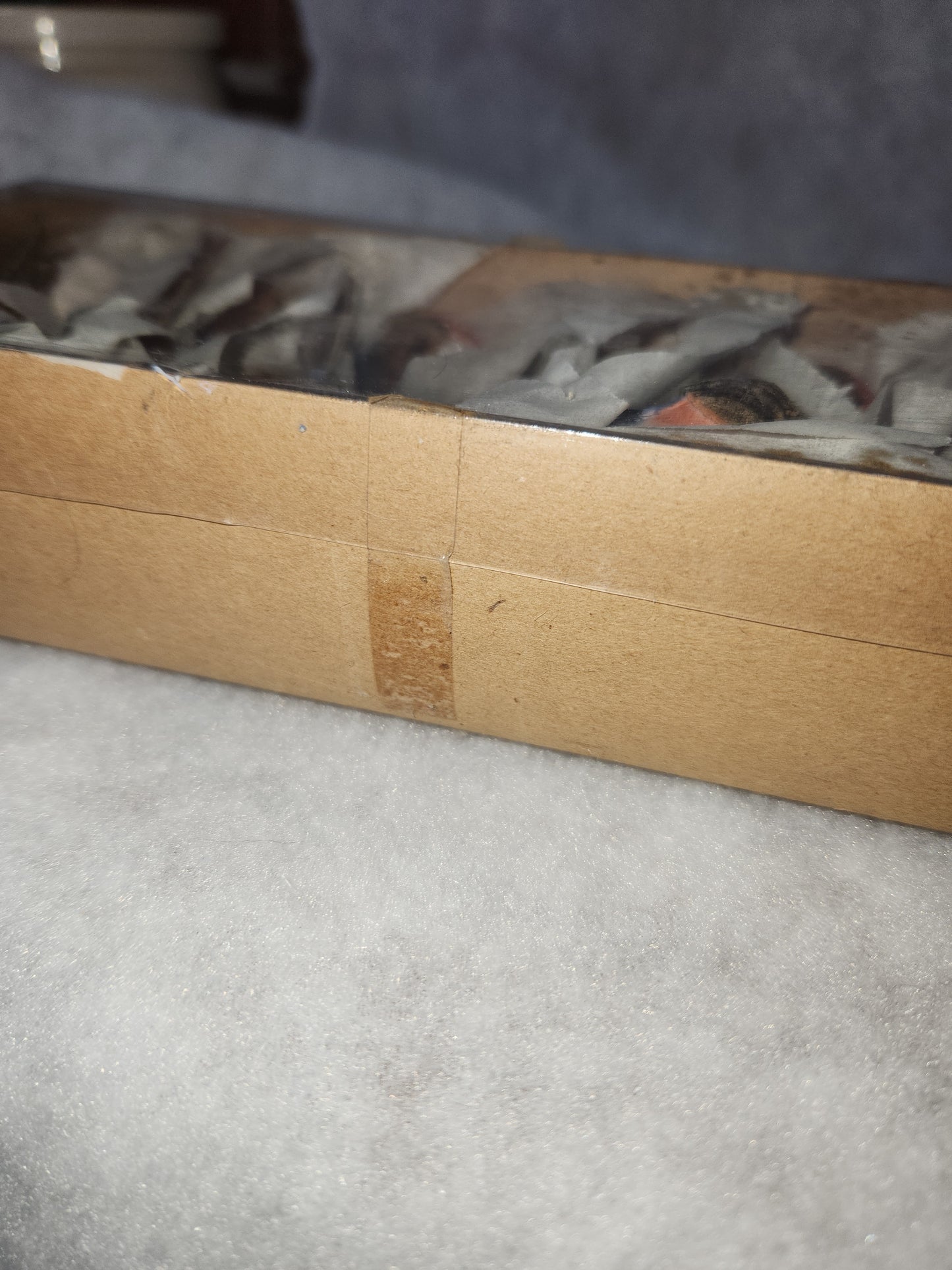 Box of 12 blue, peach and white "mushroom" birds new