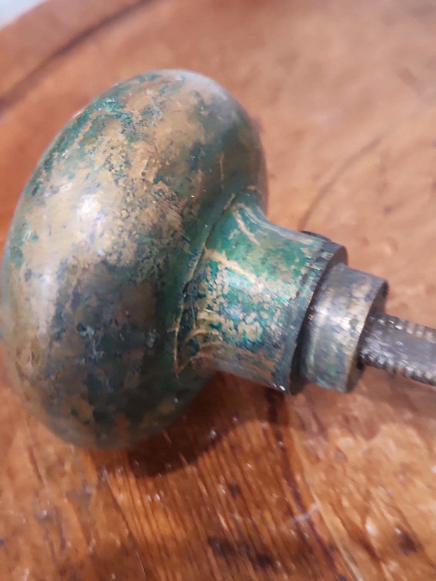Antique UNMATCHING Glass and Metal Door Knobs attached to a stem kn21