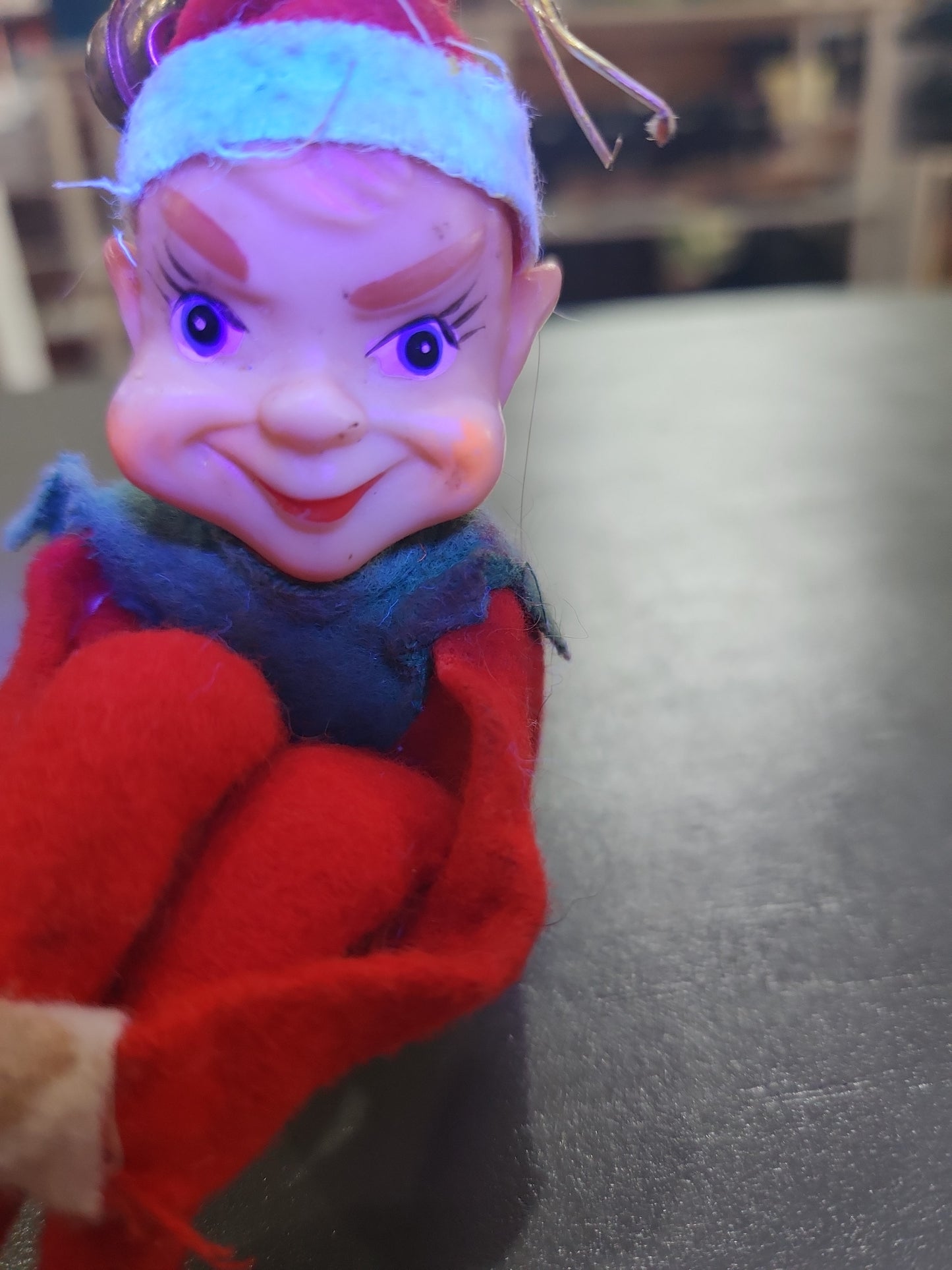 Vintage Rubber Face Knee Hugger Elf Pixie Mid Century Modern Christmas elf27