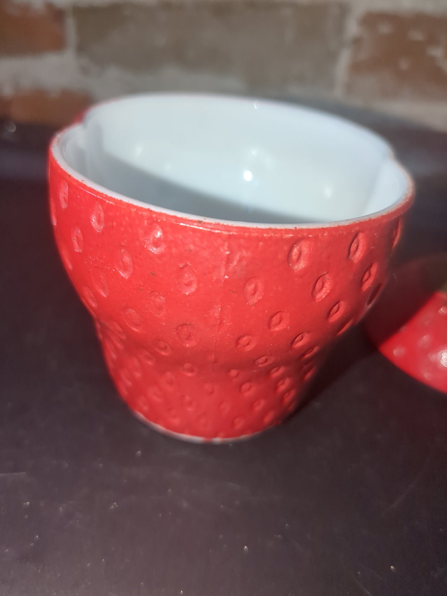 Vintage Hazel Atlas Painted Milk Glass strawberry jar bowl jam trinket mg78