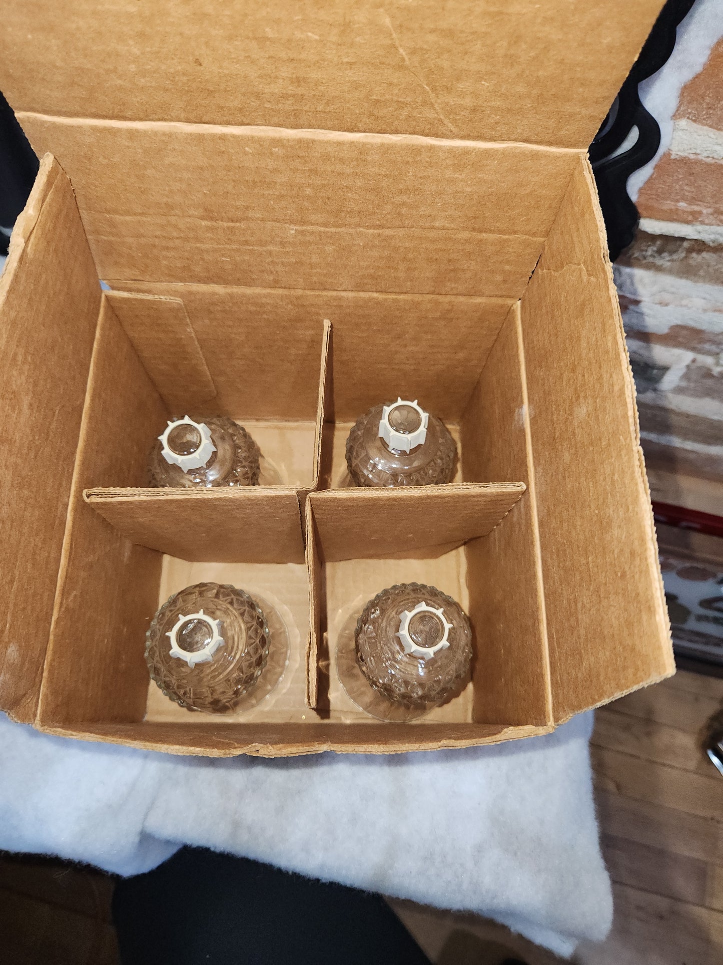 Vintage Home Interiors Diamond Crystal Glass Votive Cup Candle Holder Set of 4