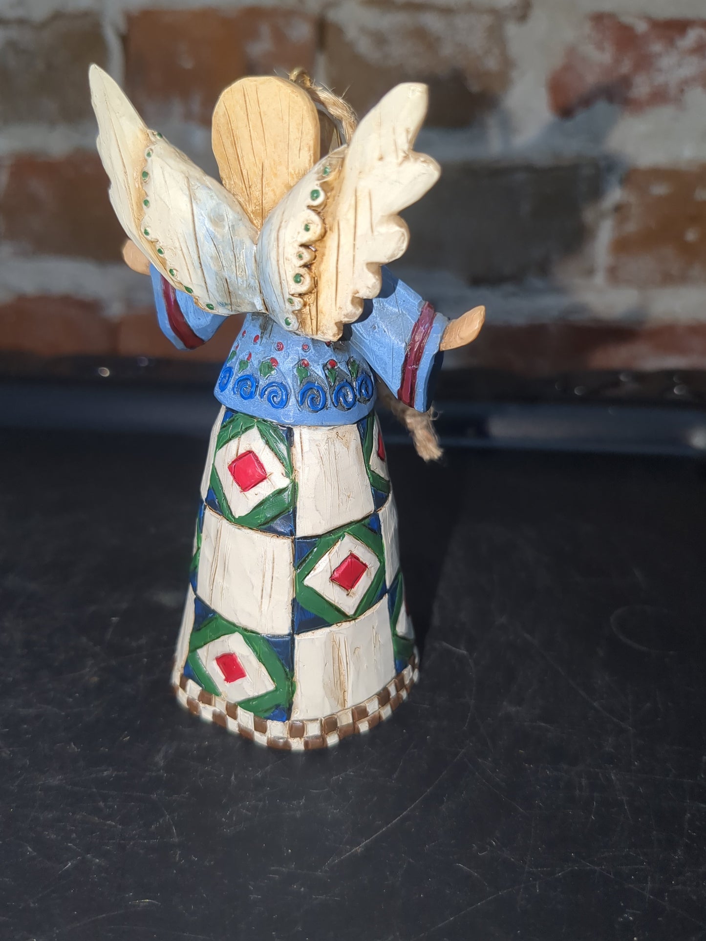 Vintage Jim Shore Angel Heartwood Creek 2002 Quilt Design Folk Art 4" Christmas Ornament o765
