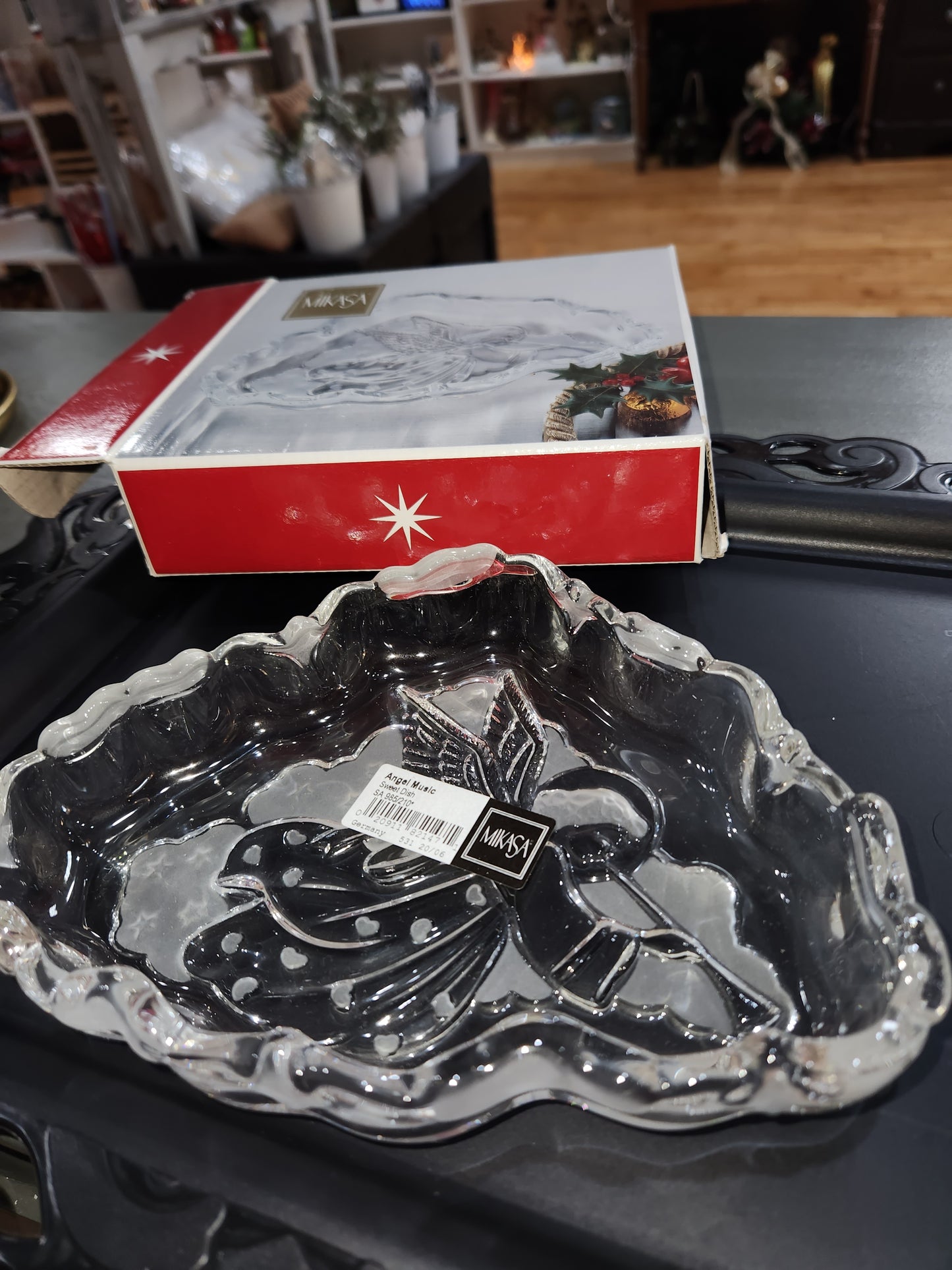 Vintage Mikasa Christmas Holiday Crystal Angel Music Sweet Dish - item# SA 985/210 mk3