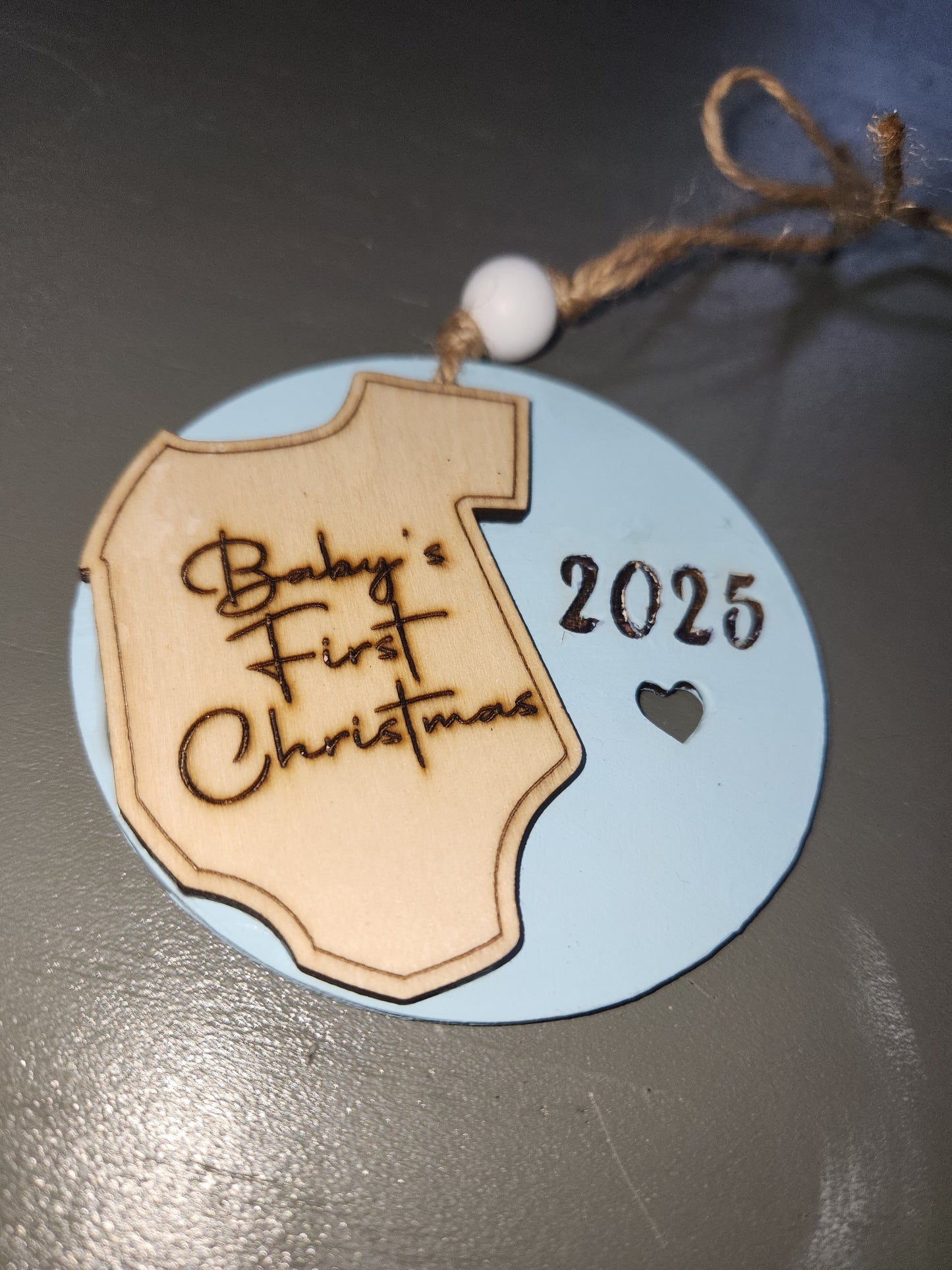 Baby's First Christmas wooden ornament 3 1/2"