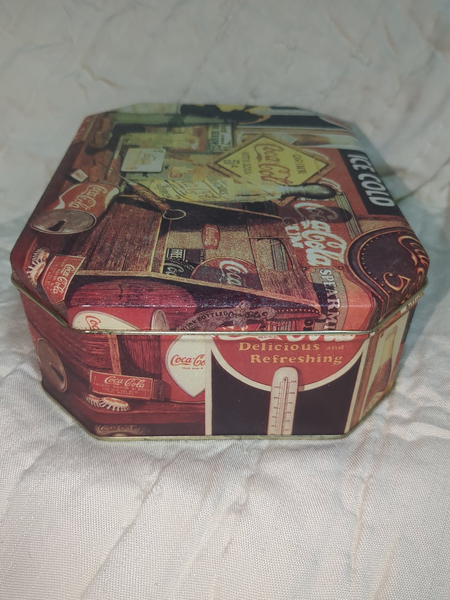 Vintage 1990 Coca-Cola Coke Tin designed by Artist Sandra Ethridge Porter Coke through the Years. Tin Collectible cct9