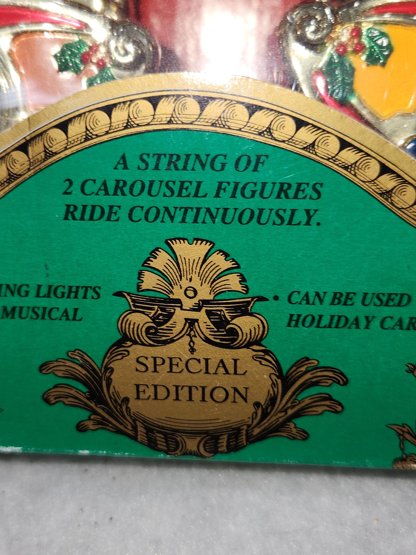 Vintage Mr Christmas Holiday Carousel Ornaments Circa 1874 Circus Animals Lion Zebra car50