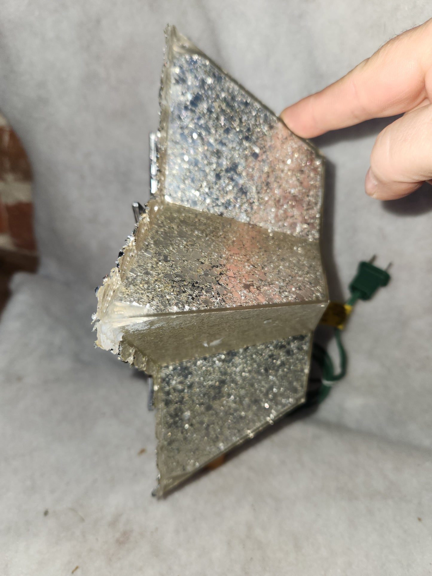 111 Vintage unique plastic star tree topper with reflector foil silver