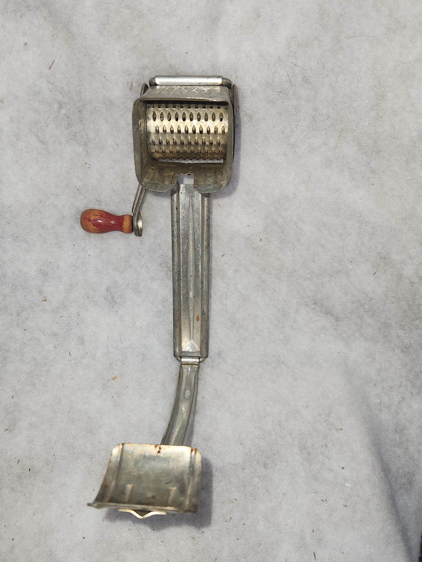 Vintage Mouli Cheese Grater Grinder With Wood small amount of Red Handle Made in France kit61
