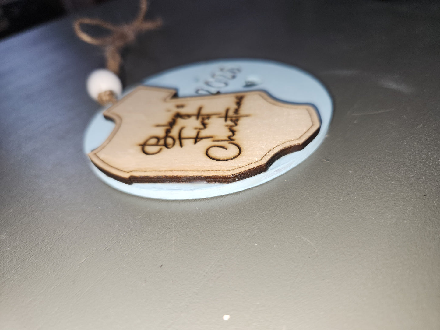 Baby's First Christmas wooden ornament 3 1/2"