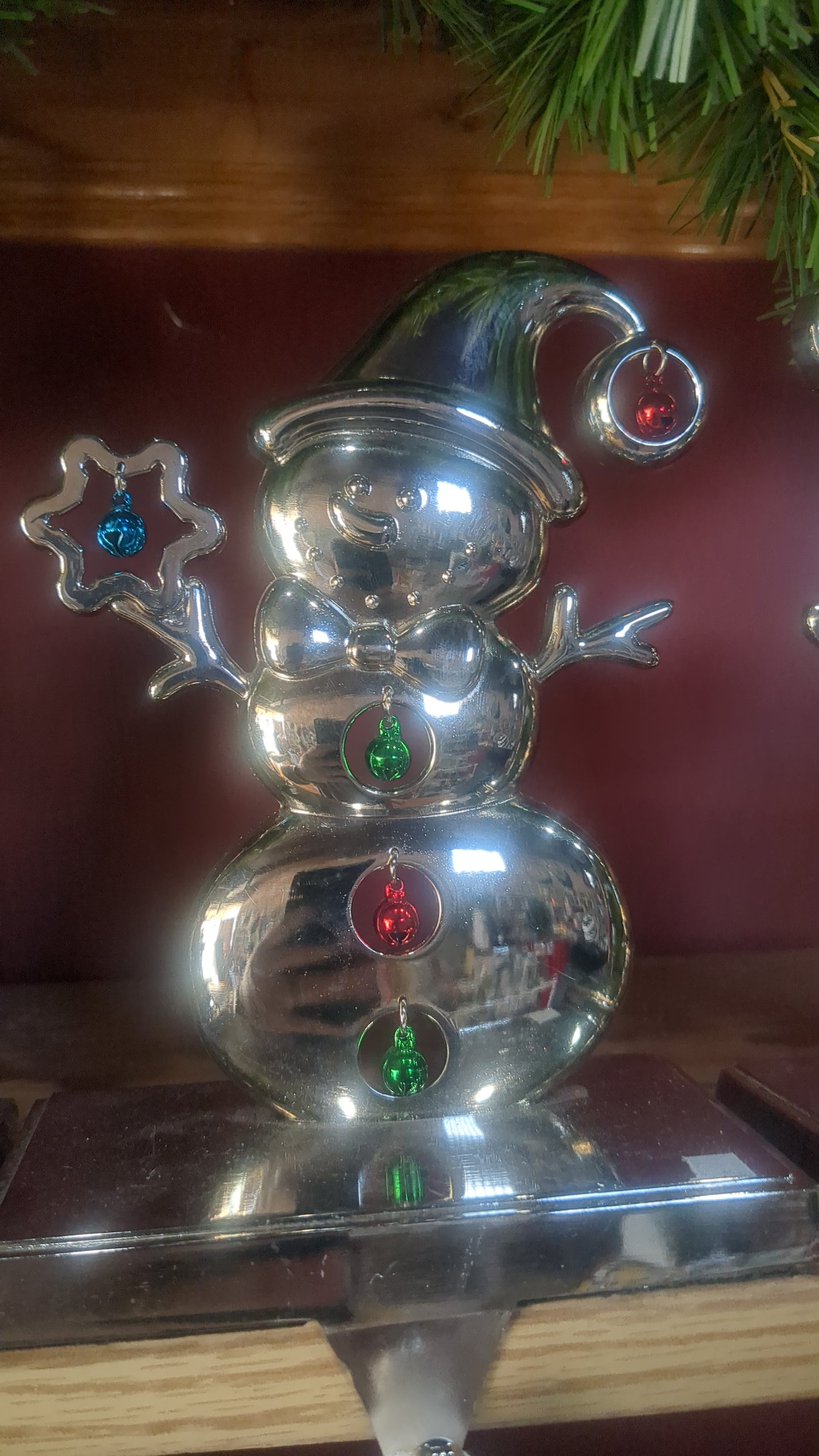 Sh1 Stocking holders metal Santa and snowman set