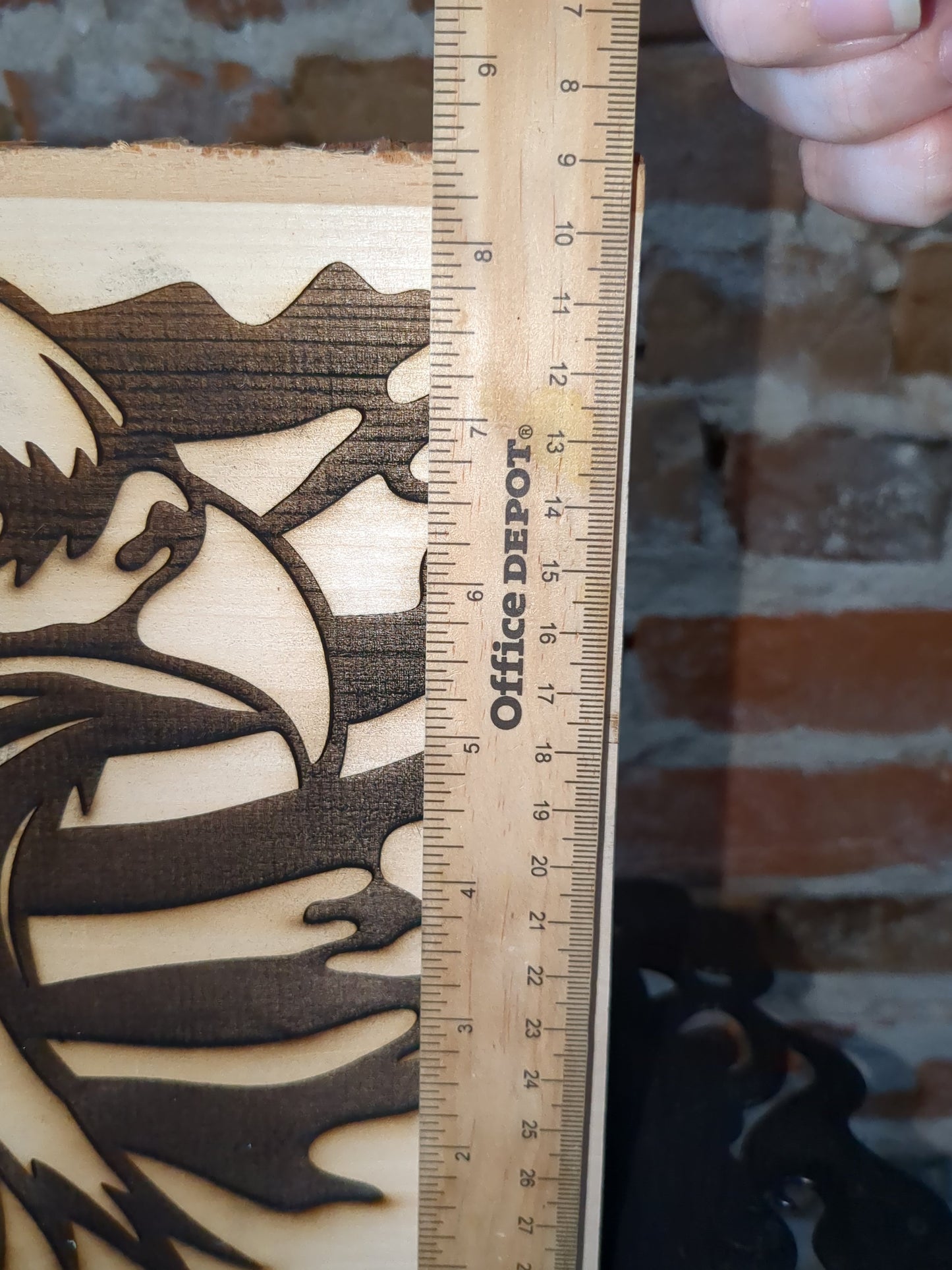 Live edge slab wood flag with eagle laser engraved ew53
