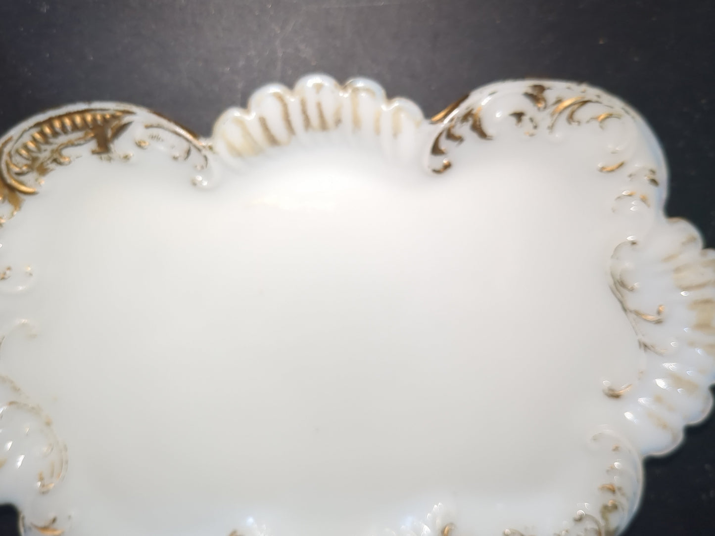 Antique Vanity Milk Glass Tray gold gl887