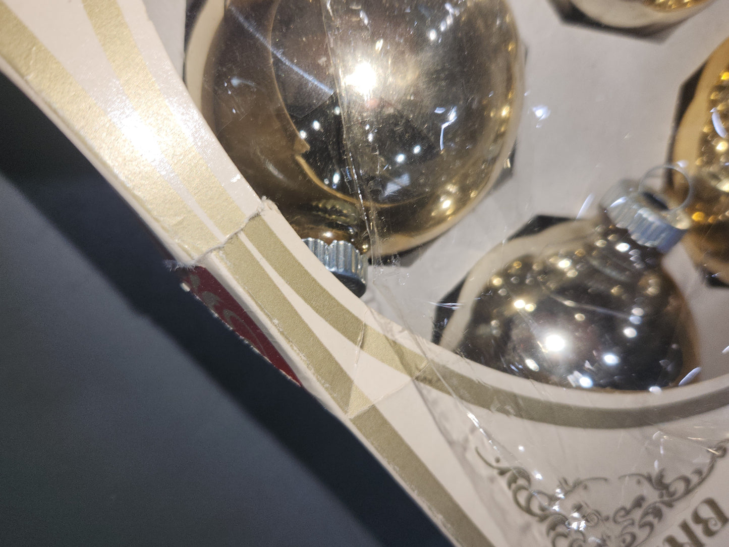 Box of Shiny Brite Brite gold ornament 2 1/2" bo43