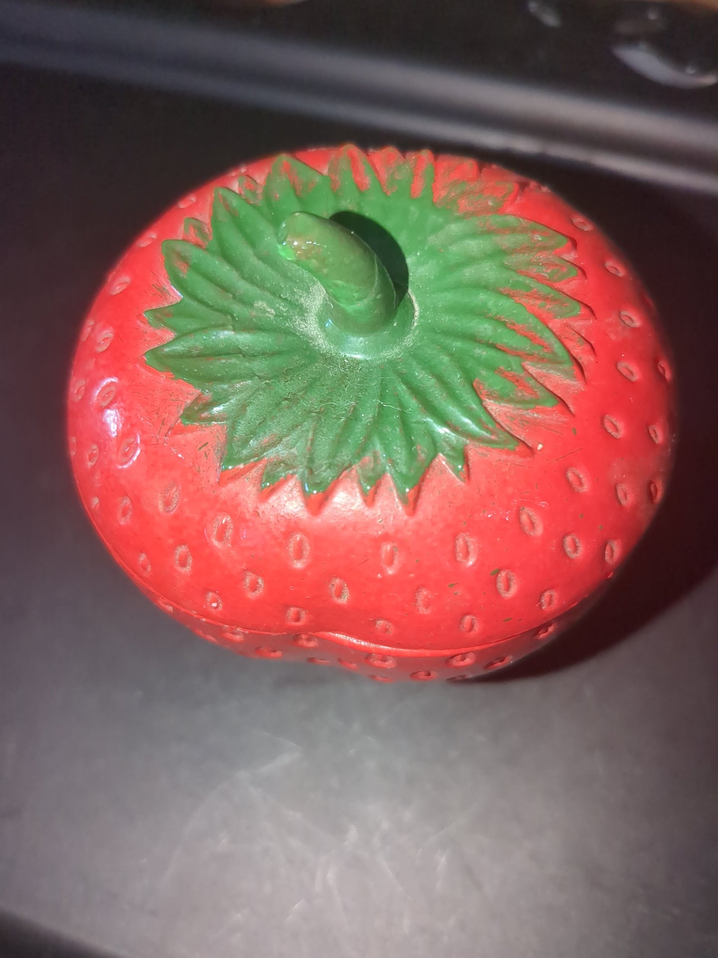 Vintage Hazel Atlas Painted Milk Glass strawberry jar bowl jam trinket mg78