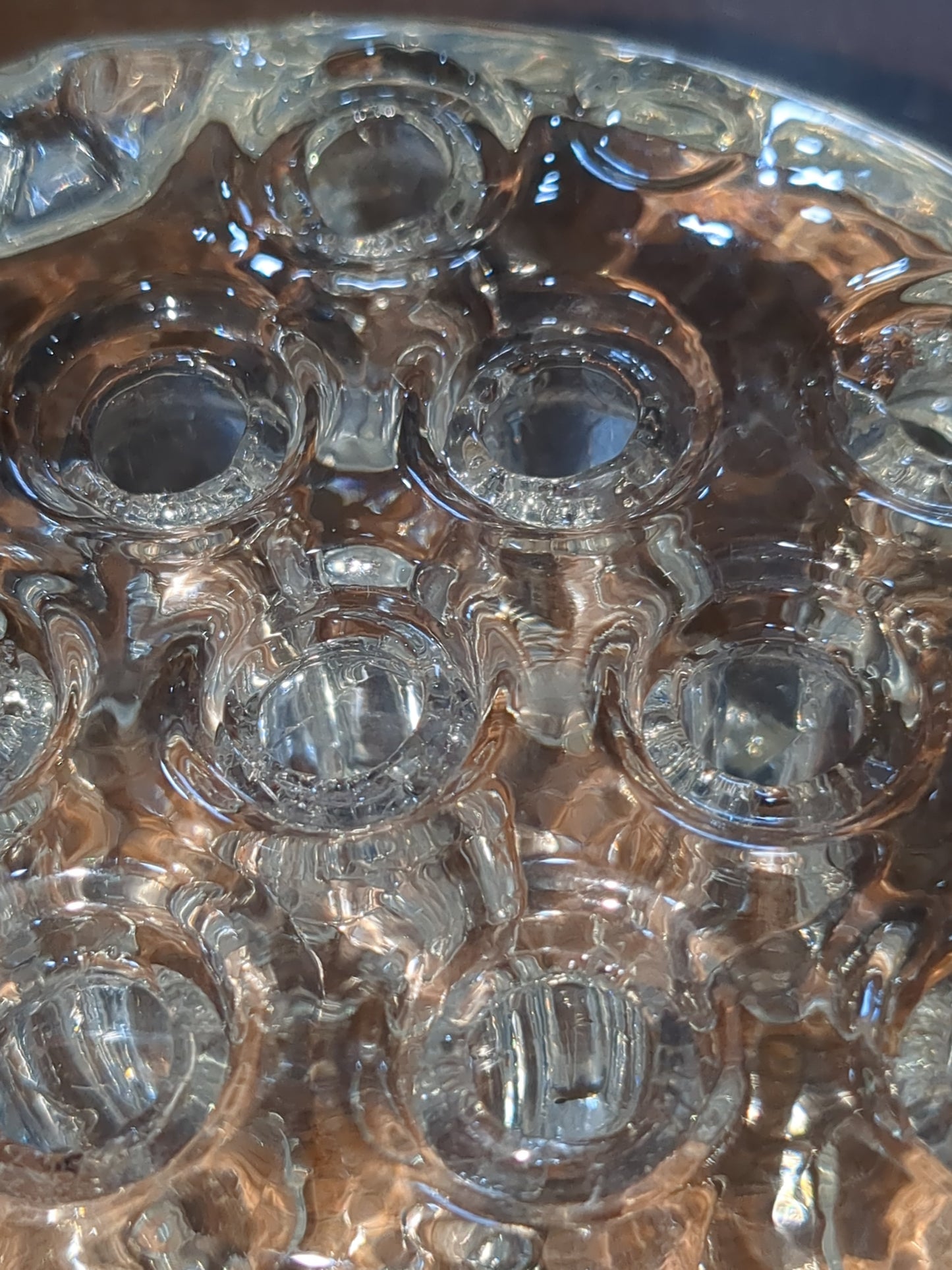Vintage Clear Glass Flower Frog Planter 13 Holes 4"x1.25" g256
