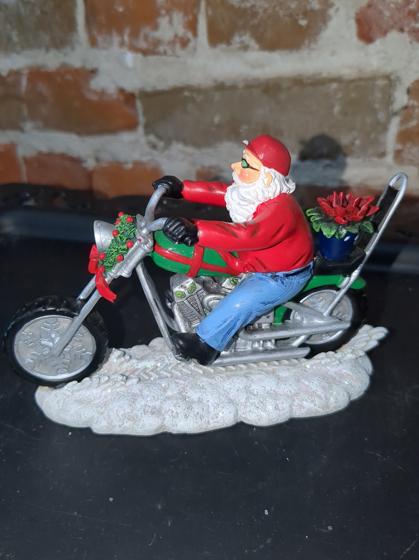 Christmas Limited Edition Rebel Without A Claus motorcycle Figurine "Holly Jolly Biker" by Hamilton r2