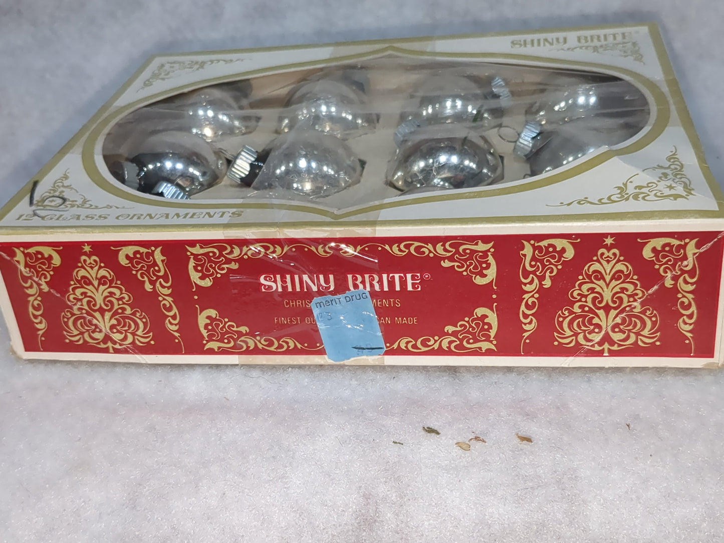 box of Shiny Brite silver ornament 1 1/2" bo5