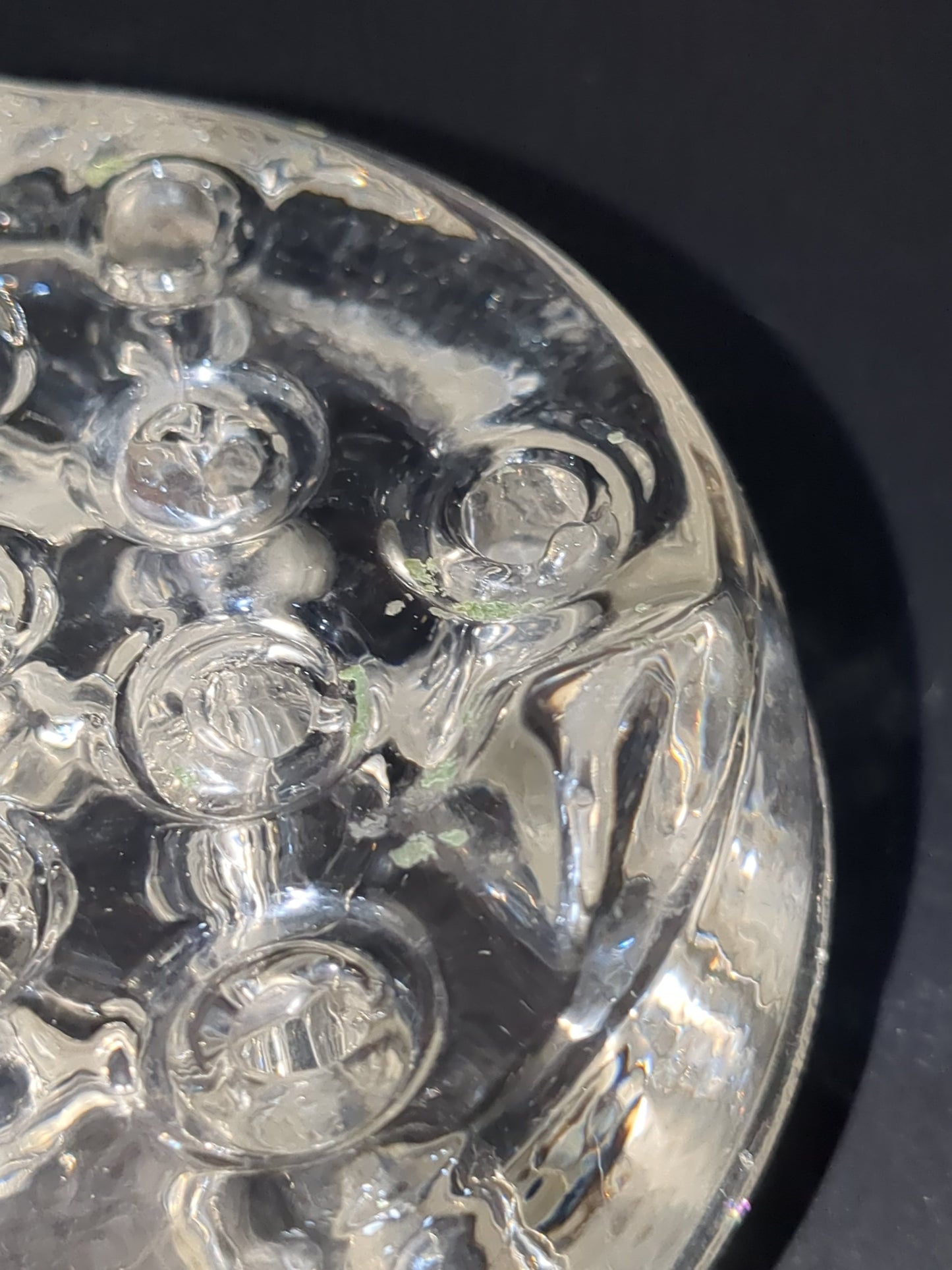 Vintage Clear Glass Flower Frog Planter 13 Holes 4"x1.25" g259