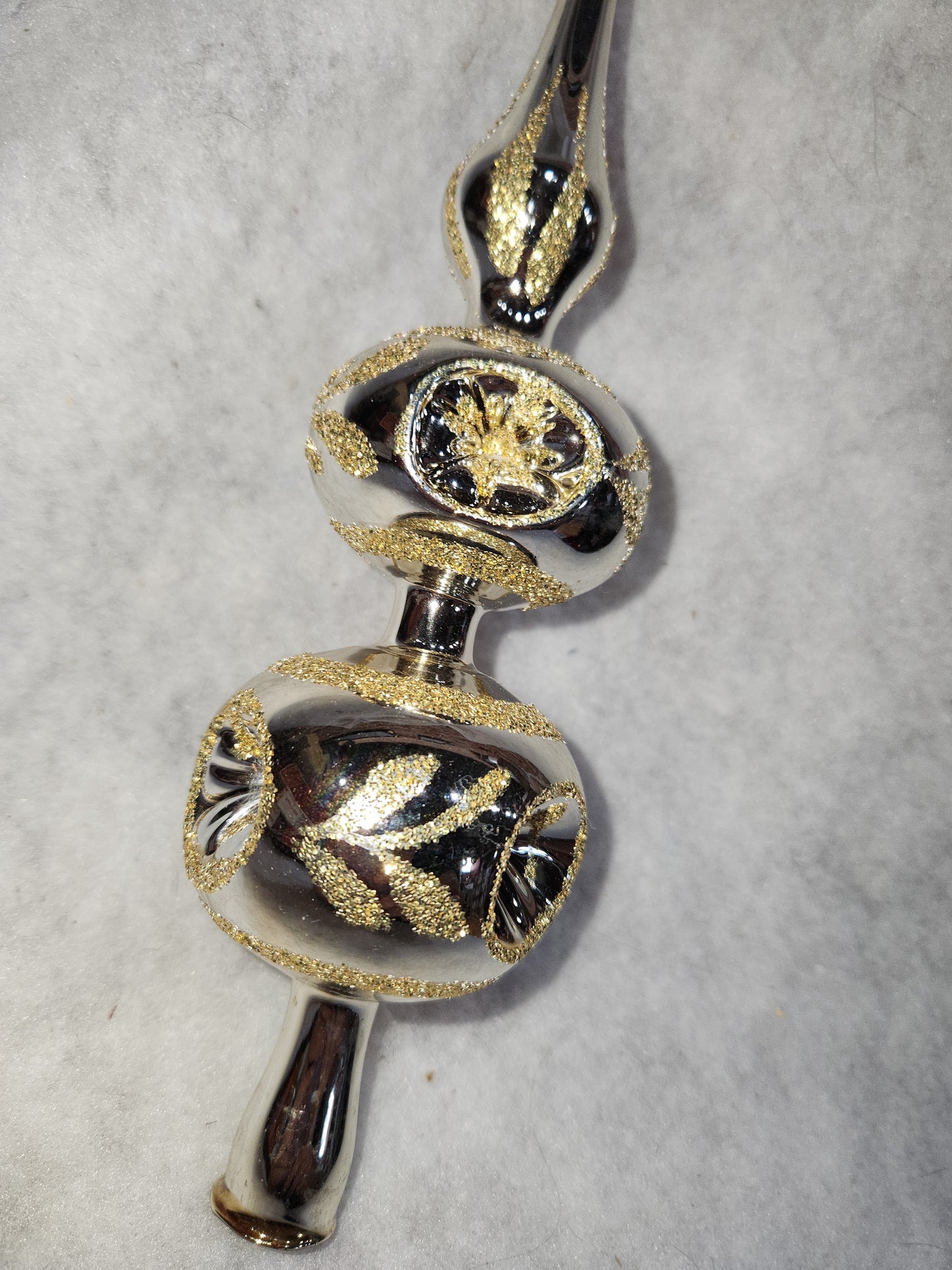 Vintage glass Christmas tree topper Commodore Romainia 12" tt71