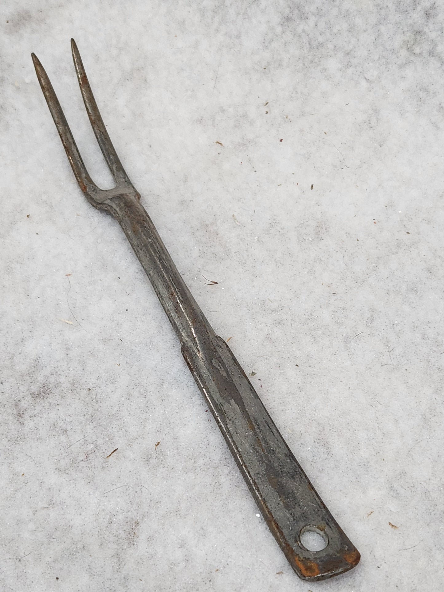 Antique Metal Two Pronged Serving Fork heavy kit66