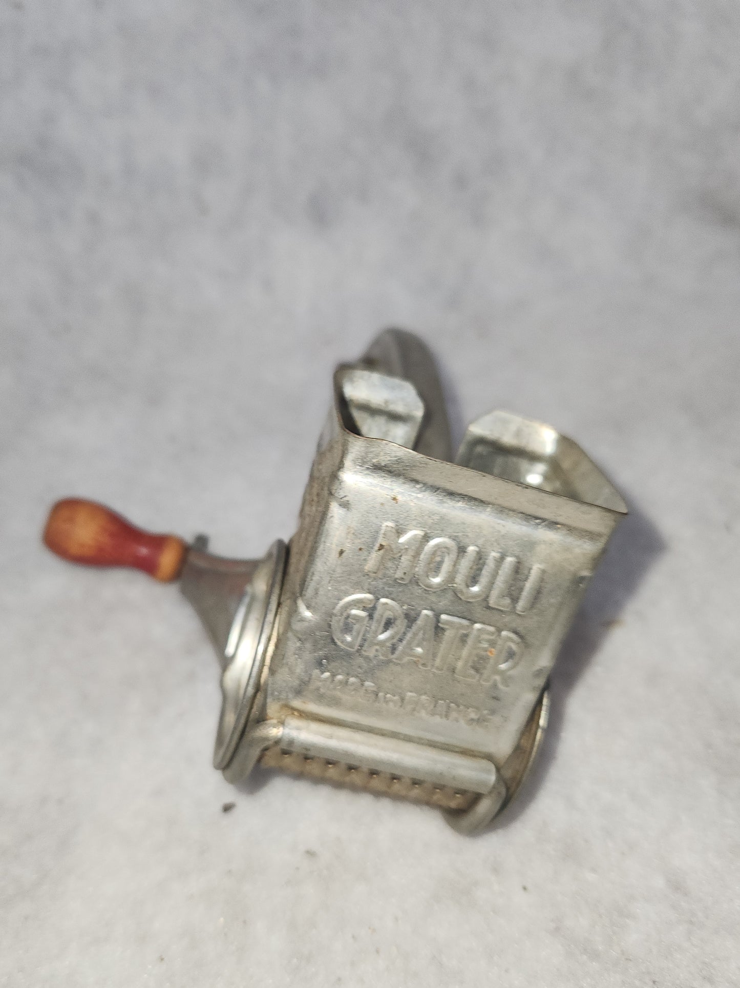Vintage Mouli Cheese Grater Grinder With Wood small amount of Red Handle Made in France kit61