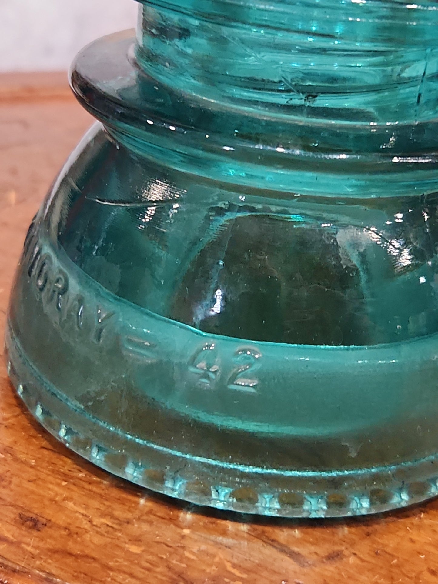 H6-42 vintage Hemingray number 42 teal green insulator