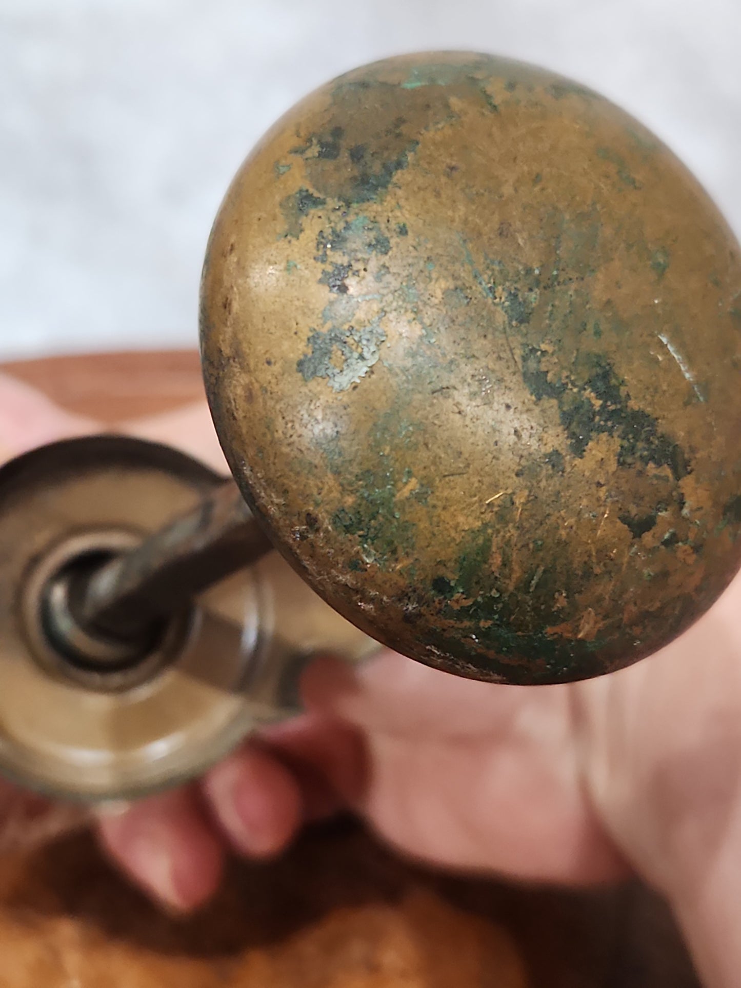 Antique UNMATCHING Glass and Metal Door Knobs attached to a stem kn21