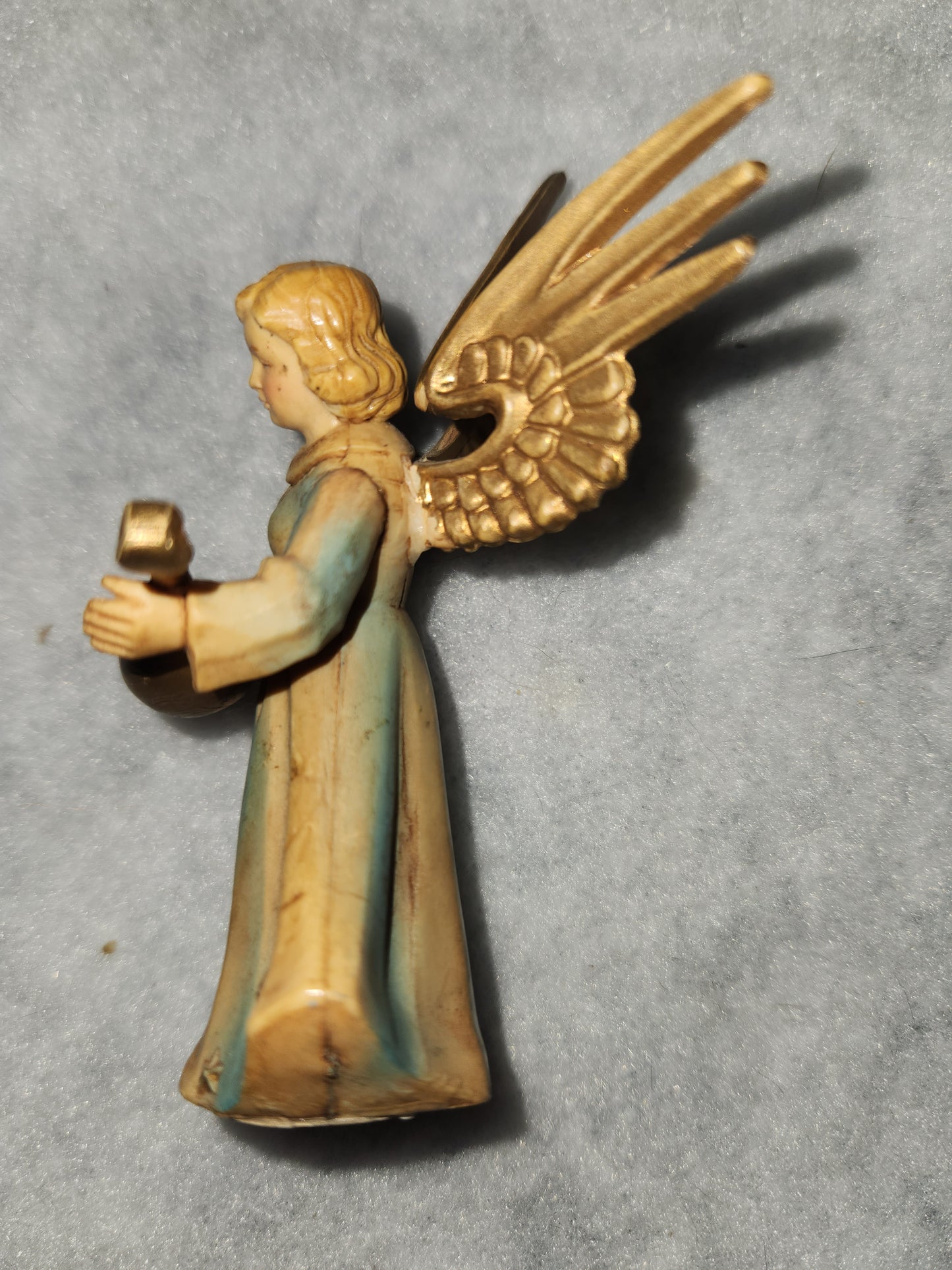 Vintage Angel "Art Plastics" Figurine Gold Wings Mandolin made British Hong Kong ang65