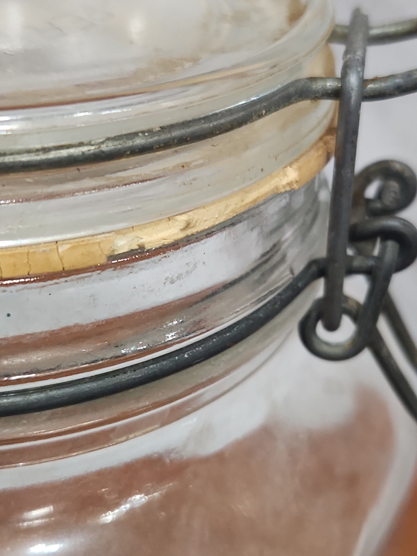 Vintage Italy Per Alimenti 2L glass square canister wire bale jar87