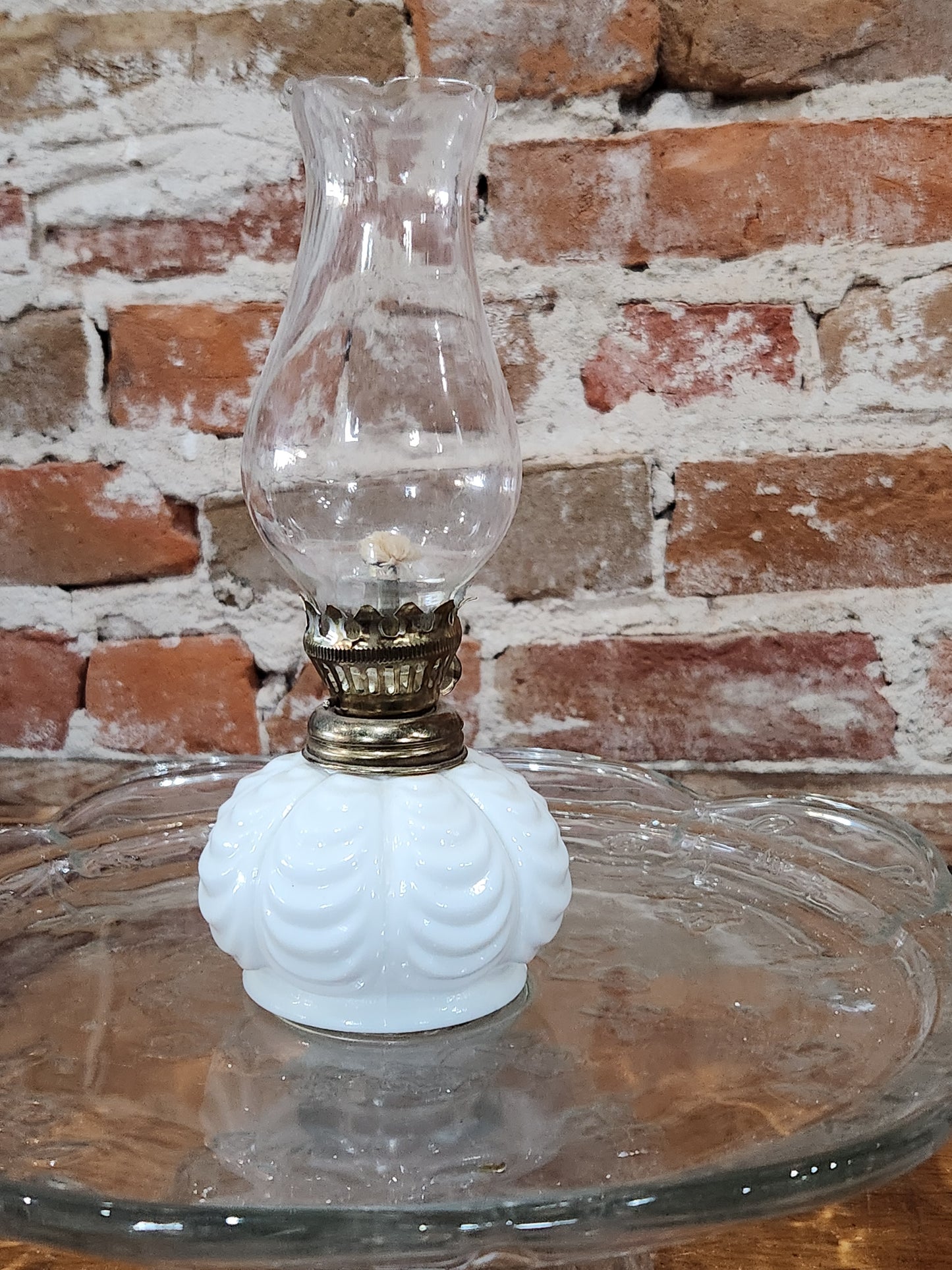 Vintage Milk Glass Swag or Drape Design Miniature Oil Lamp lamp7