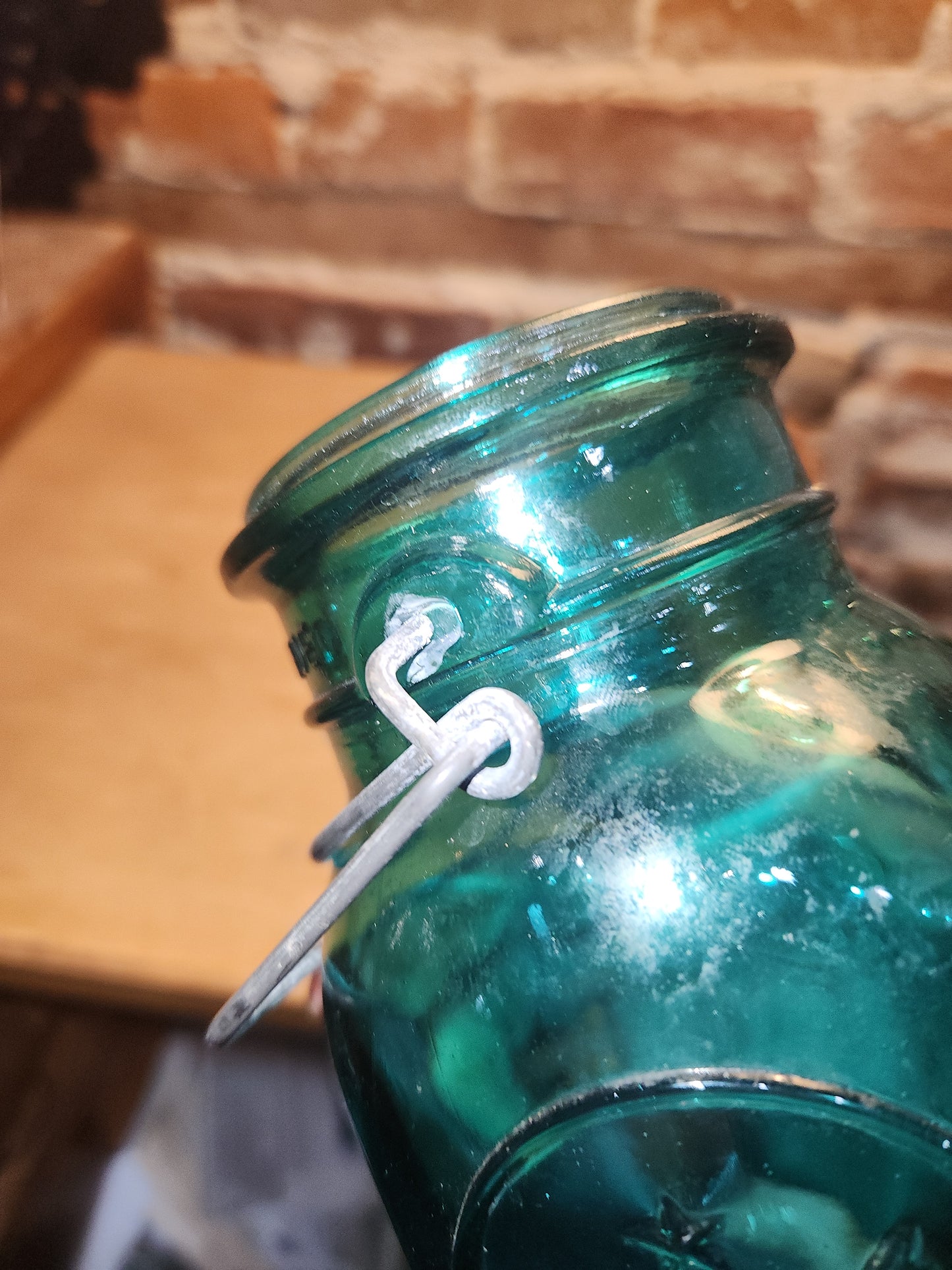 Vintage Ball Ideal Green Blue Teal Jar Bicentennial Eagle Wire Seal jar2