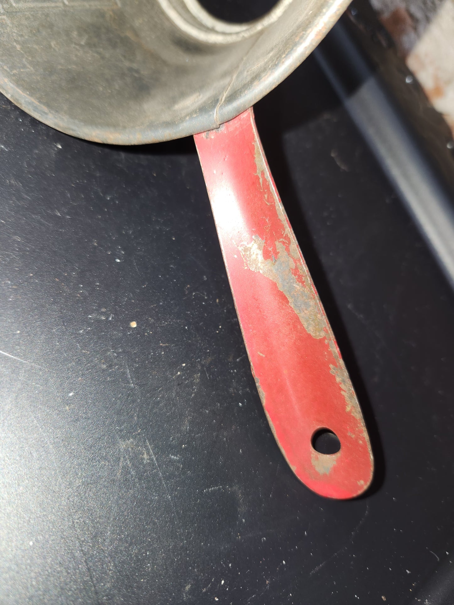 Antique Nesco Funnel 1 Pint Strainer Measure Dipper Jar Filler Red Handle alu300