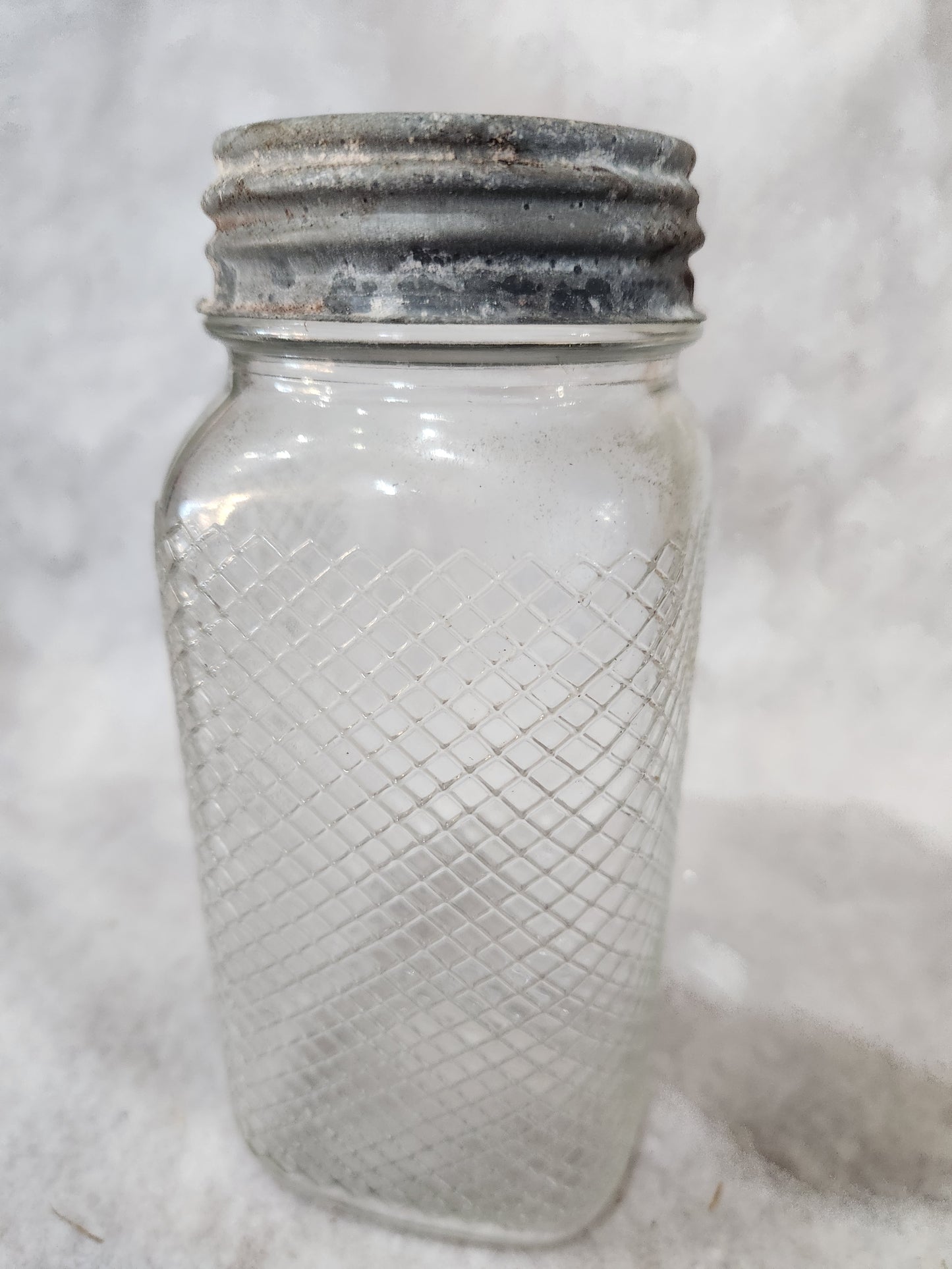 Vintage 1930-1940’s Hazel Atlas Diamond Clear Glass Jar Canister for coffee, tea, sugar jar43