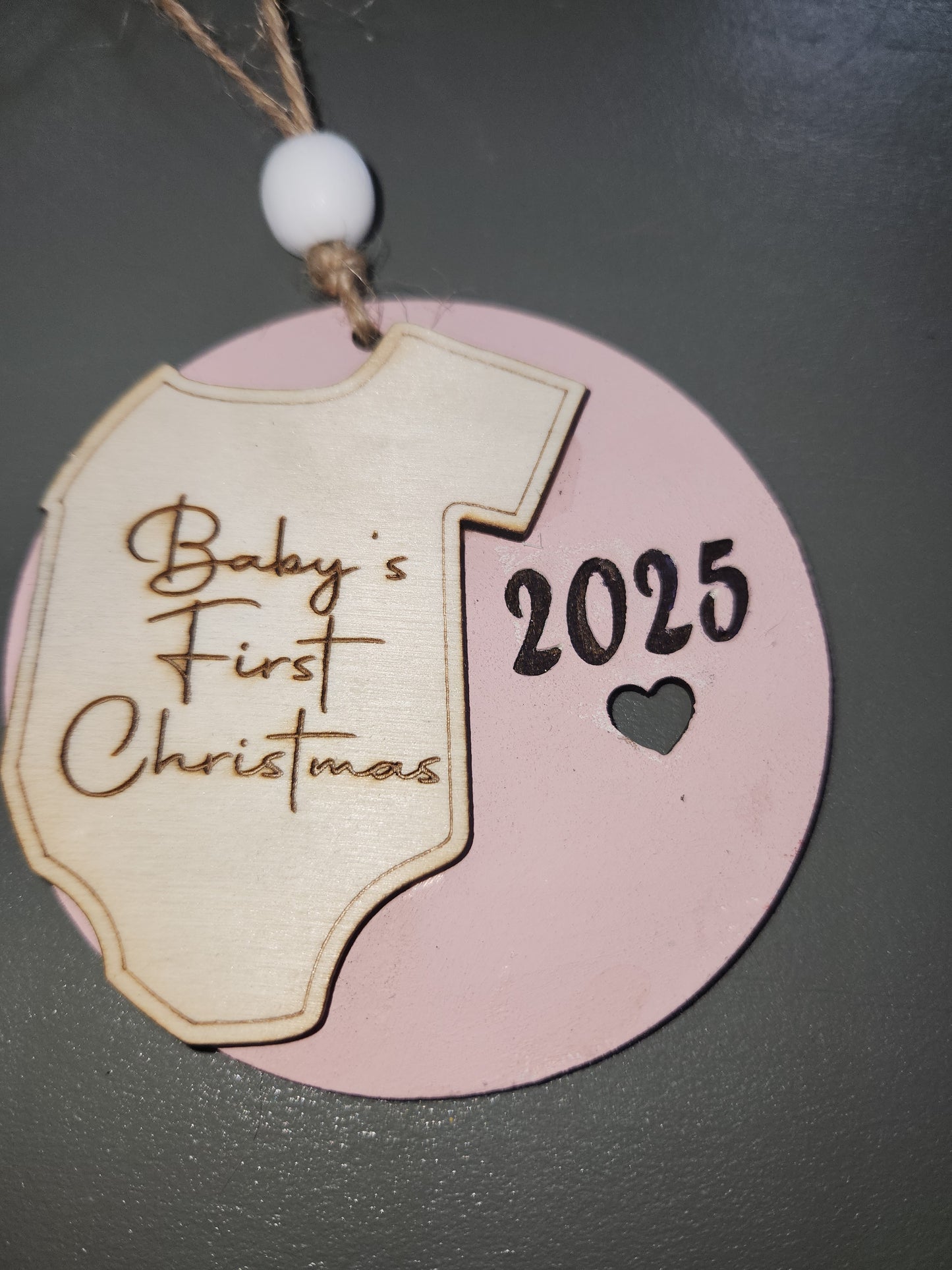 Baby's First Christmas wooden ornament 3 1/2"