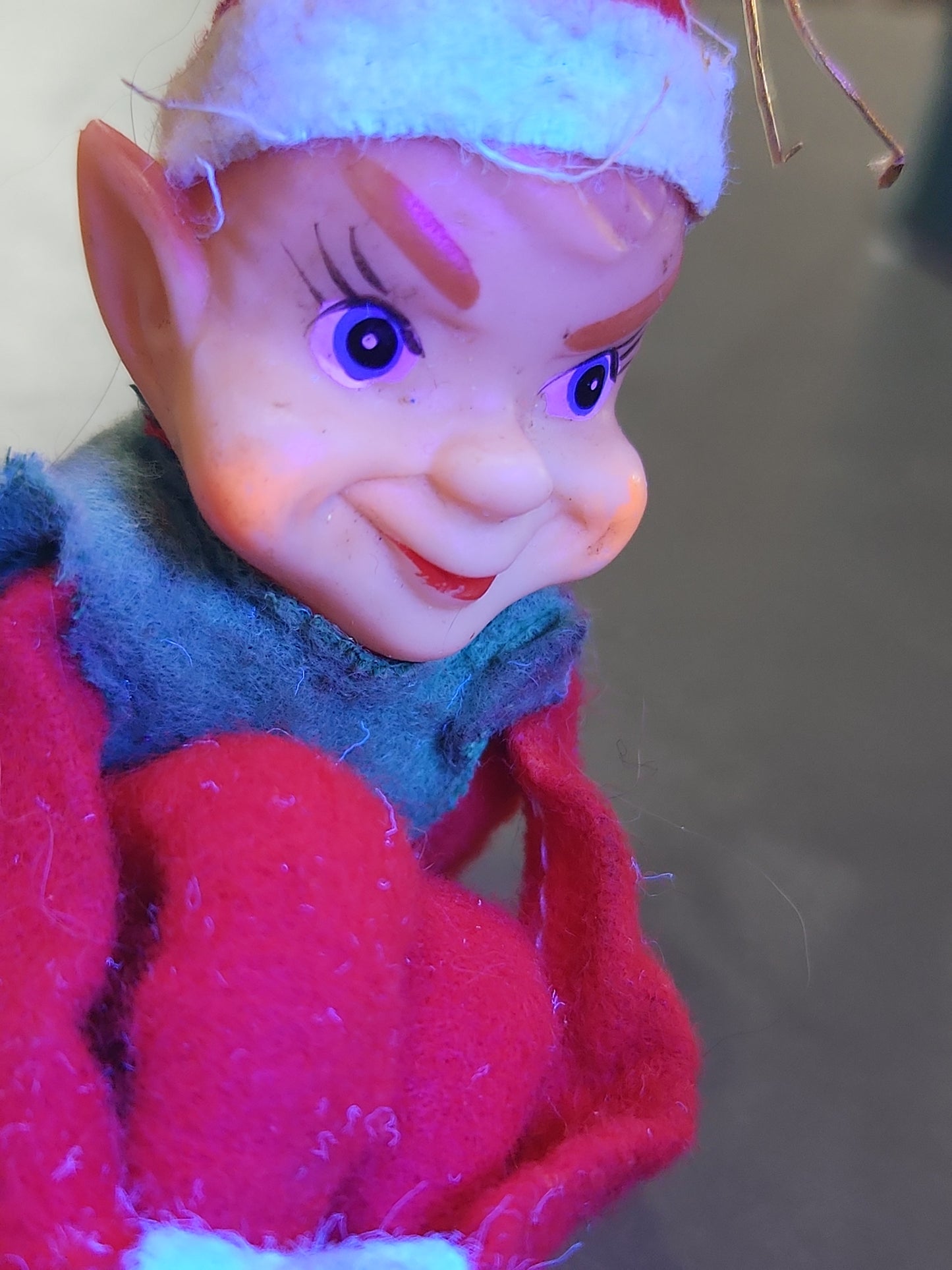 Vintage Rubber Face Knee Hugger Elf Pixie Mid Century Modern Christmas elf27