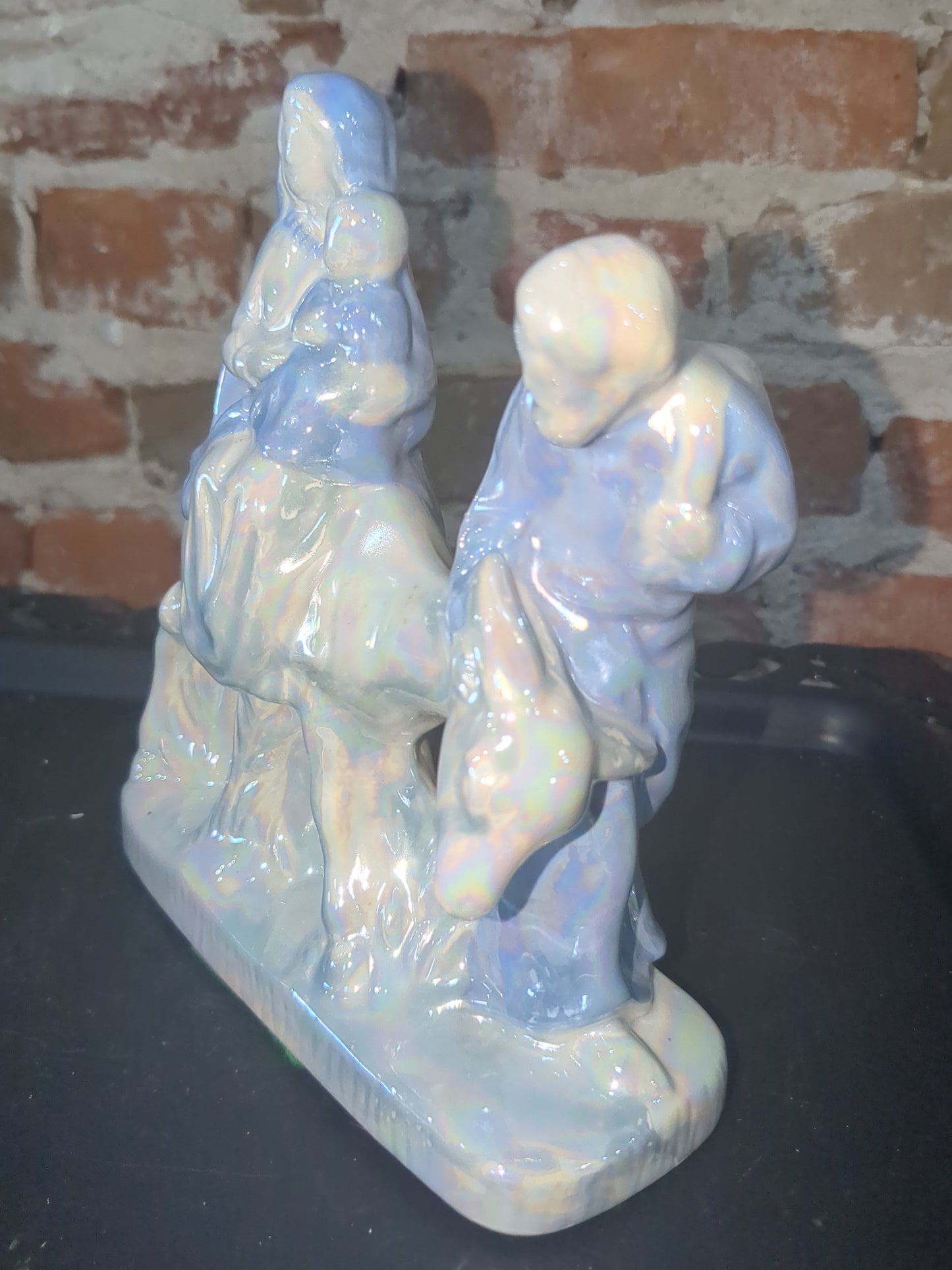 Vintage Flight into Egypt nativity figure Joseph Mary Baby Jesus Donkey Porcelain nat89