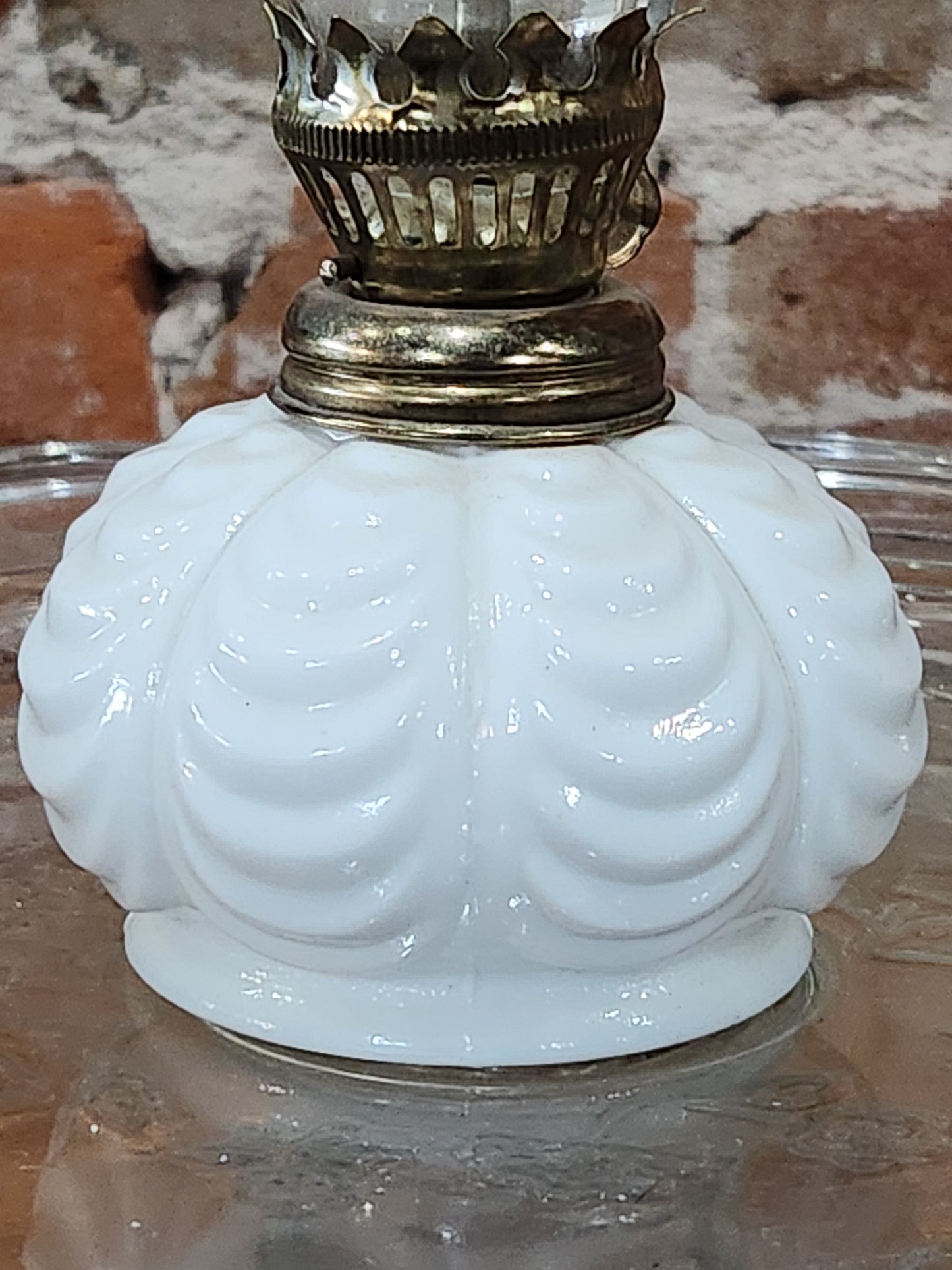 Vintage Milk Glass Swag or Drape Design Miniature Oil Lamp lamp7