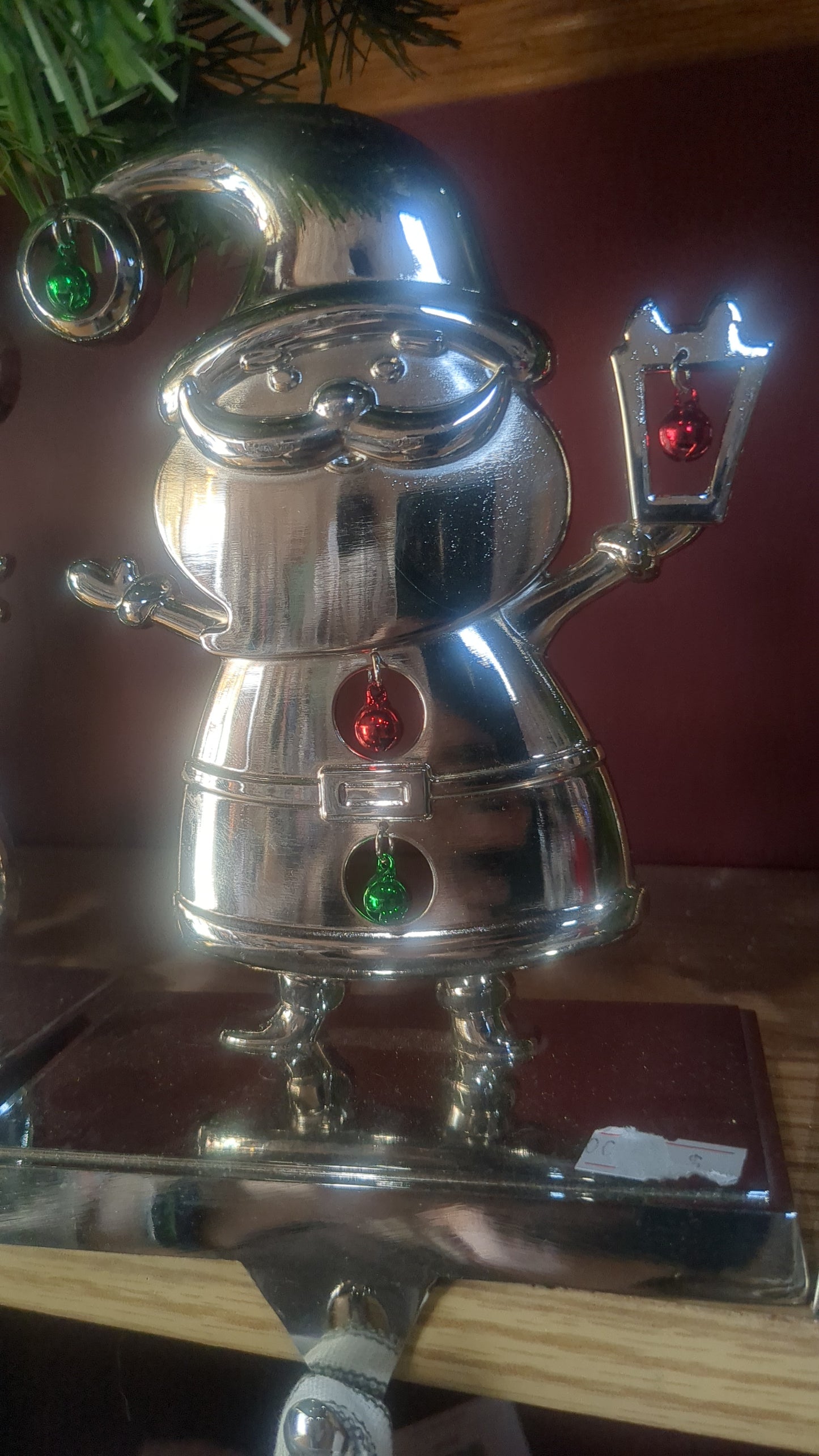 Sh1 Stocking holders metal Santa and snowman set