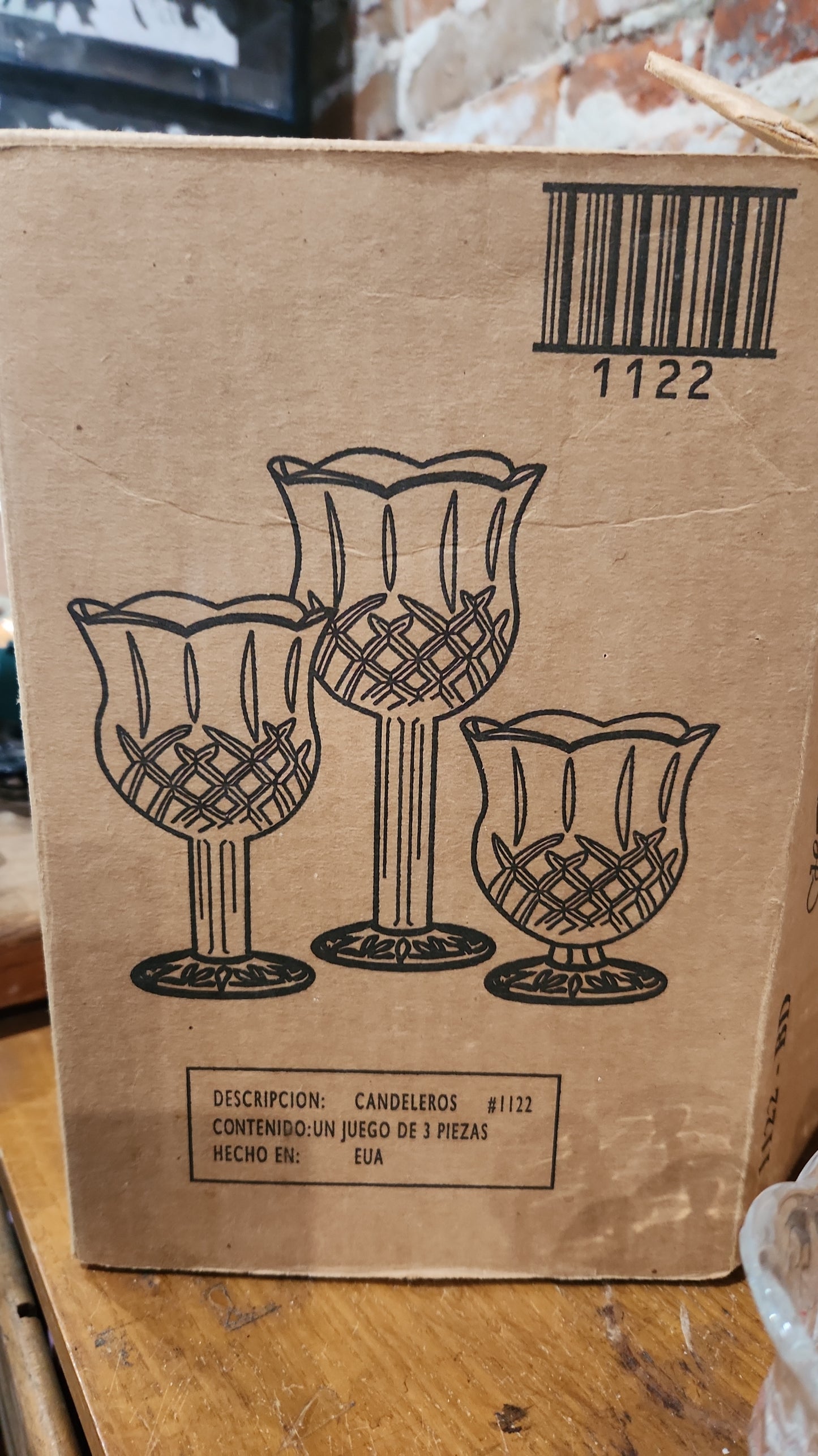 Vintage Home Interior Gifts set of 3 cut glass candleholders hi5