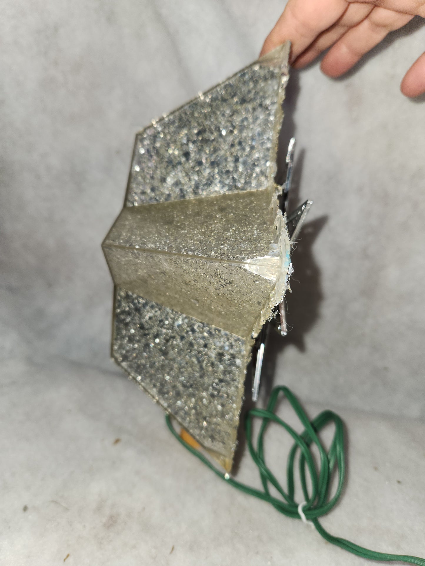 111 Vintage unique plastic star tree topper with reflector foil silver