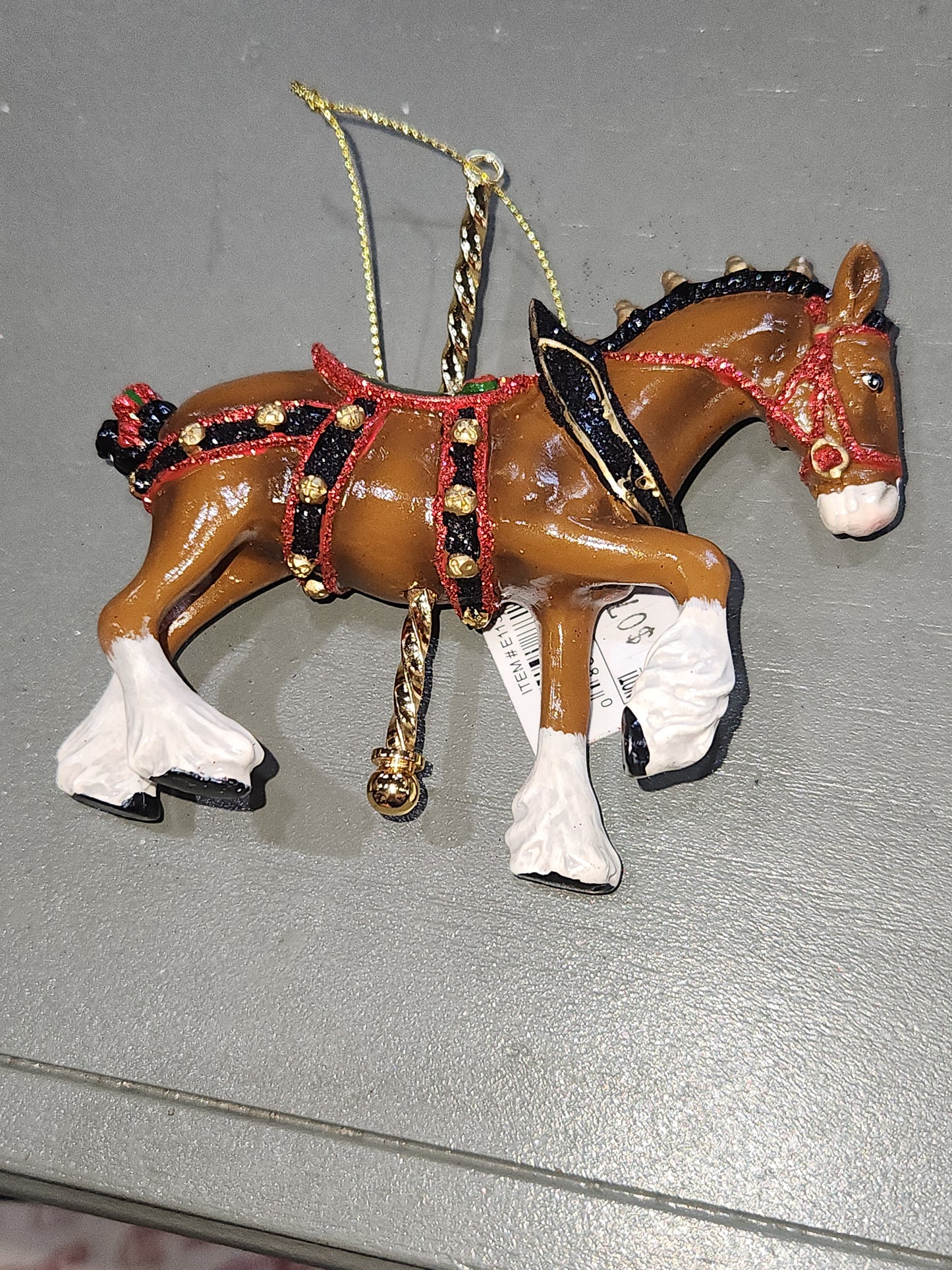 4" Resin Carousel Ornament Clydsdale co7