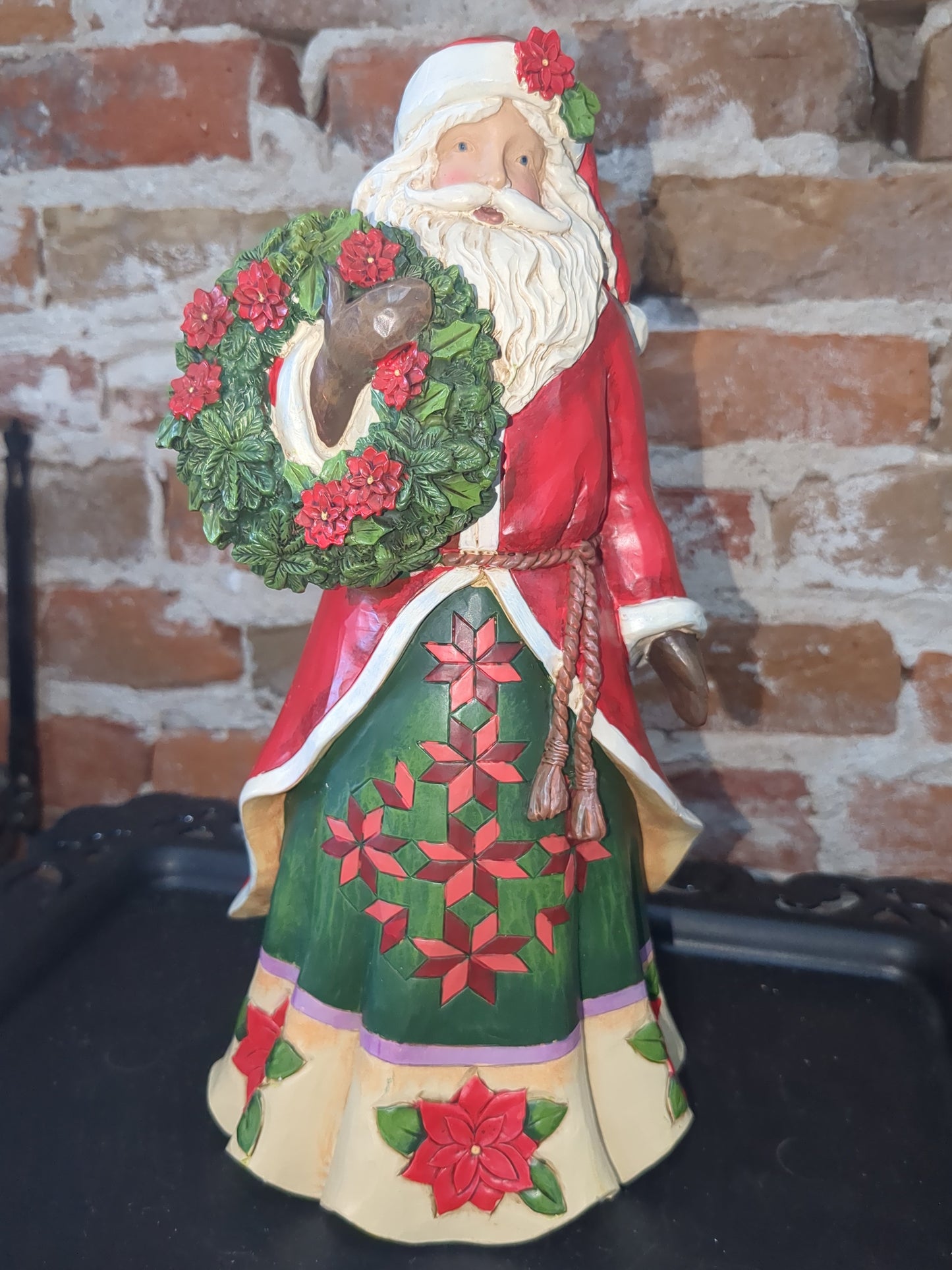 Jim Shore Heartwood Creek Flowering Festivity Santa, Poinsettia, Wreath S4046762r