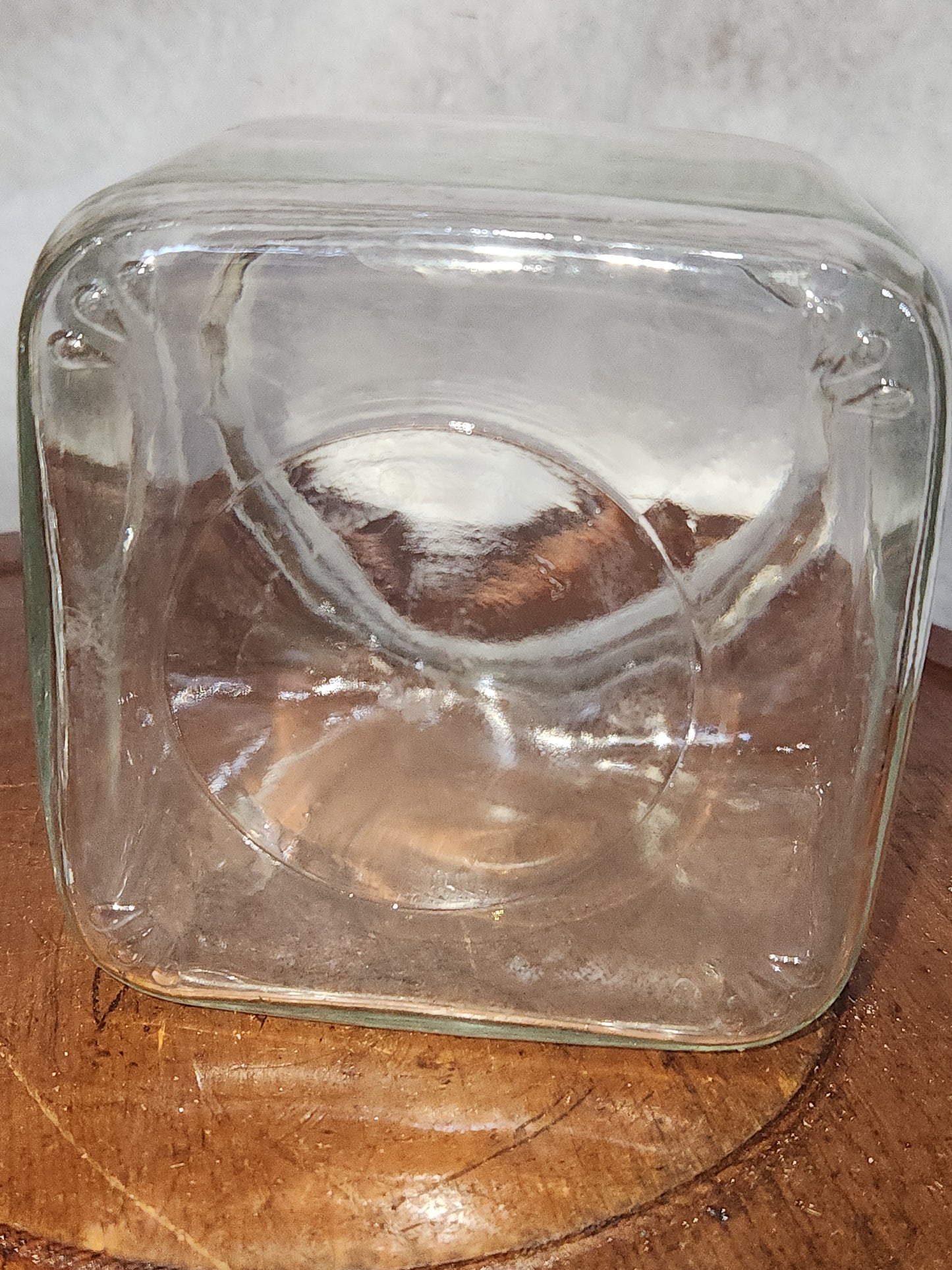 Vintage Clear Heavy Square Glass Canister Jar with Lid gl951