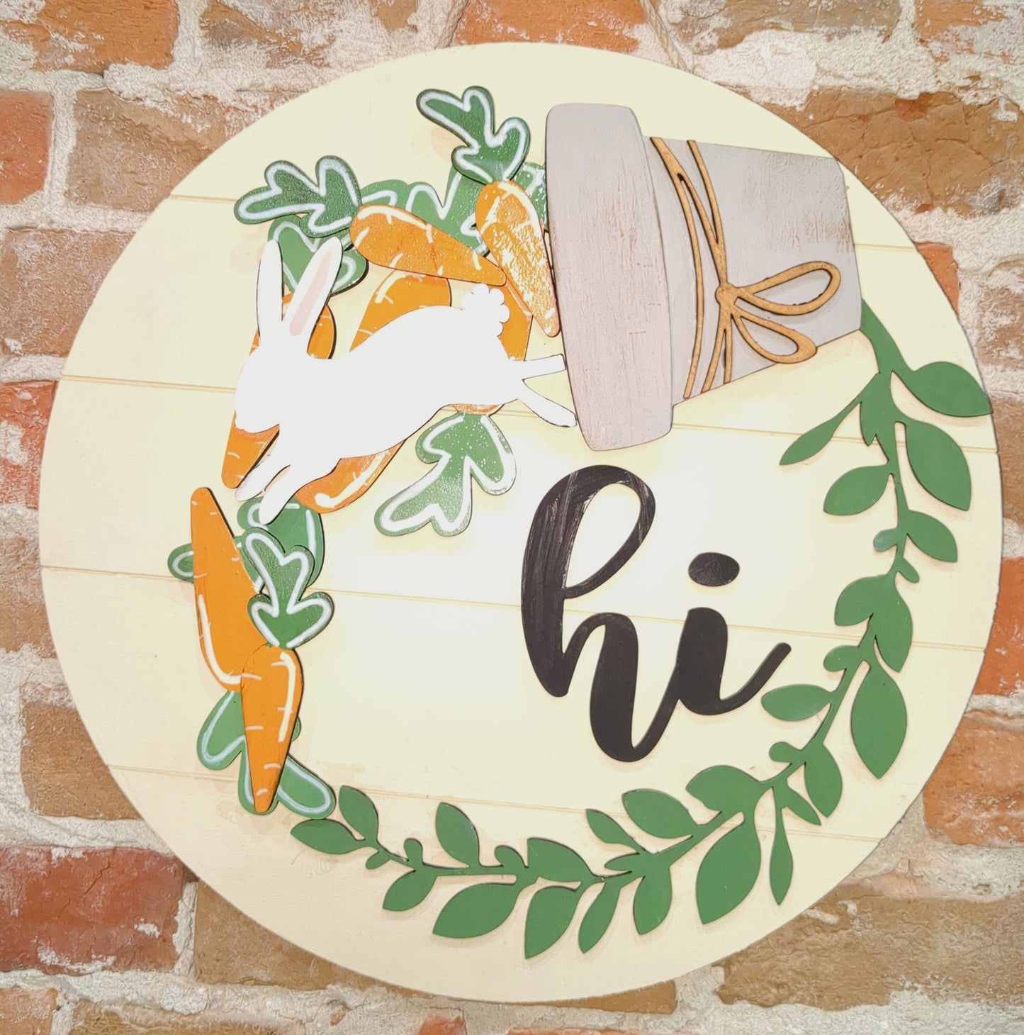 Bunny and carrots Easter insert for pot spilling door sign