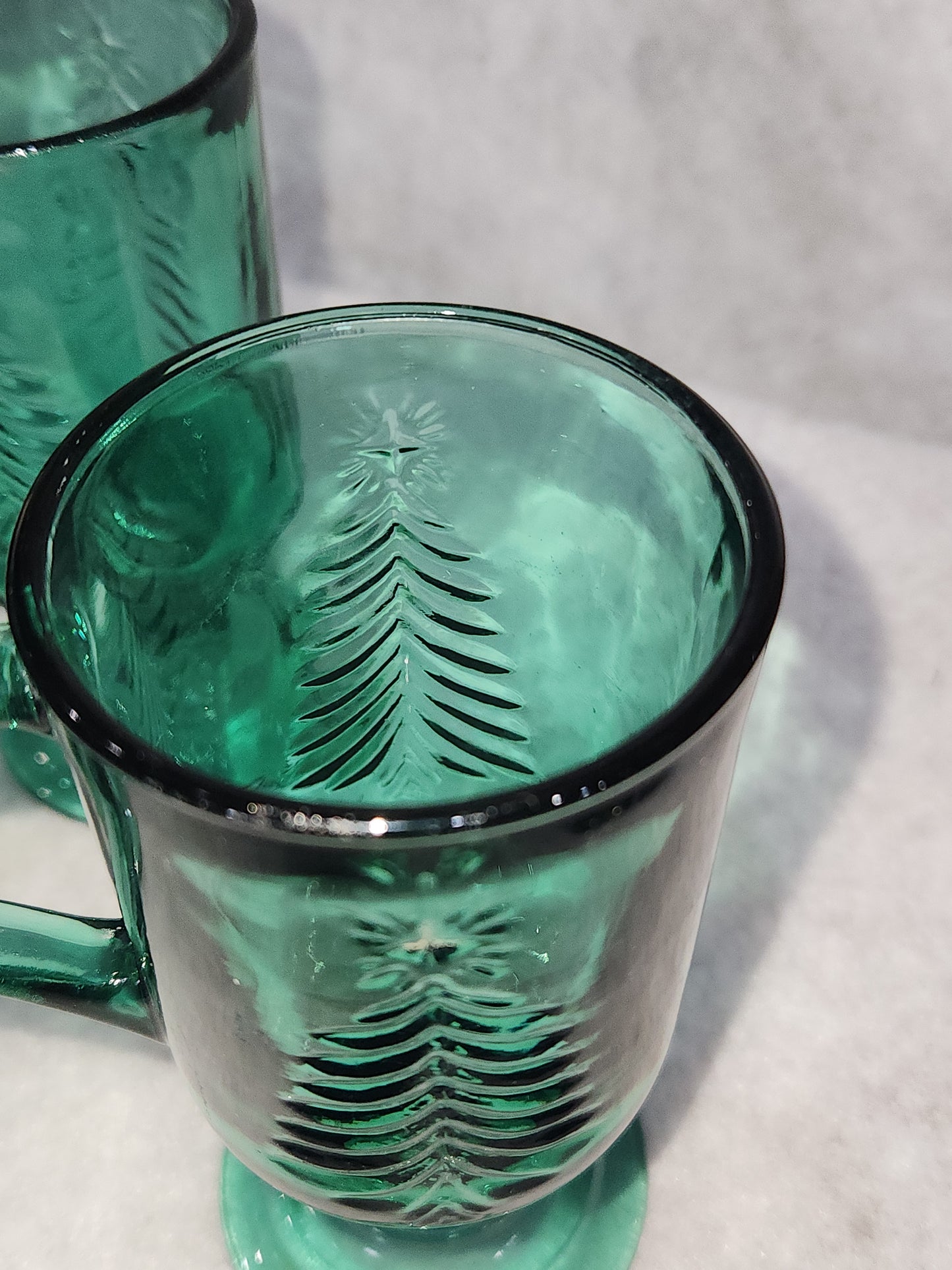 Vintage Indiana Glass Evergreen Tree Holiday Classic Footed Mug Set of 3 - 7oz mug5