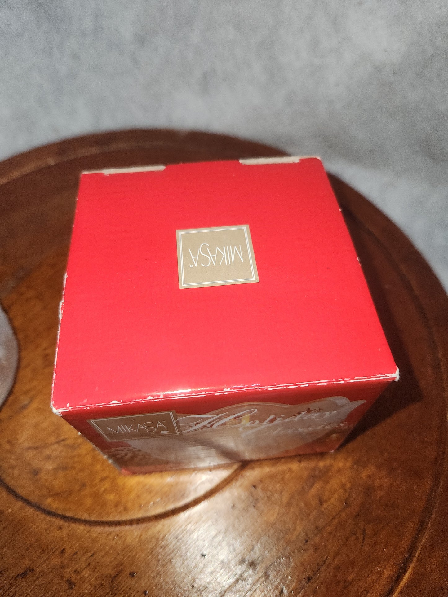 chr220 Mikasa Holiday Classics frosted glass "Silent Night" candle holder