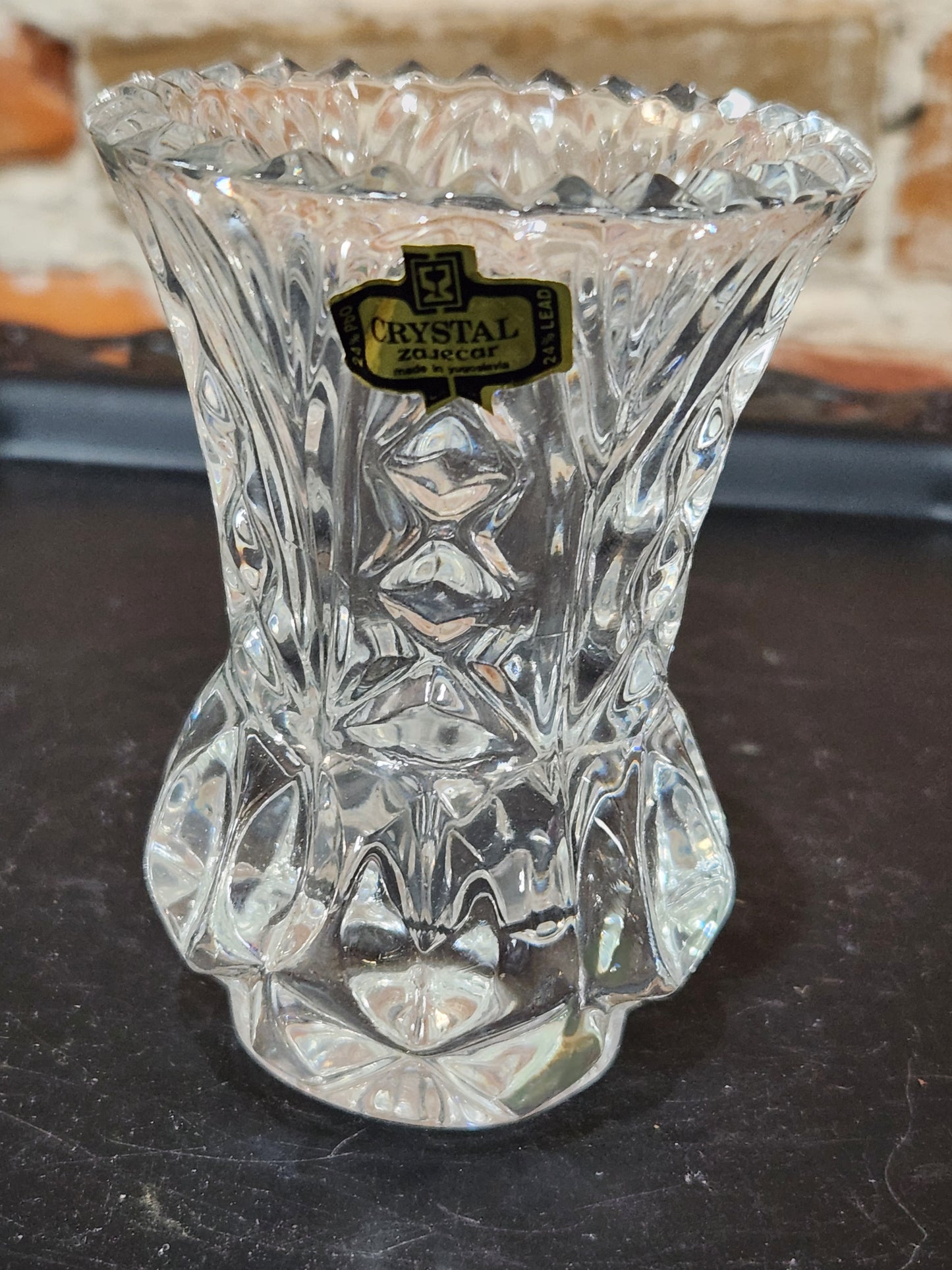 Vintage Mid Century Glass Crystal Yugoslavia Zajecar Vase or toothpick holder vas67