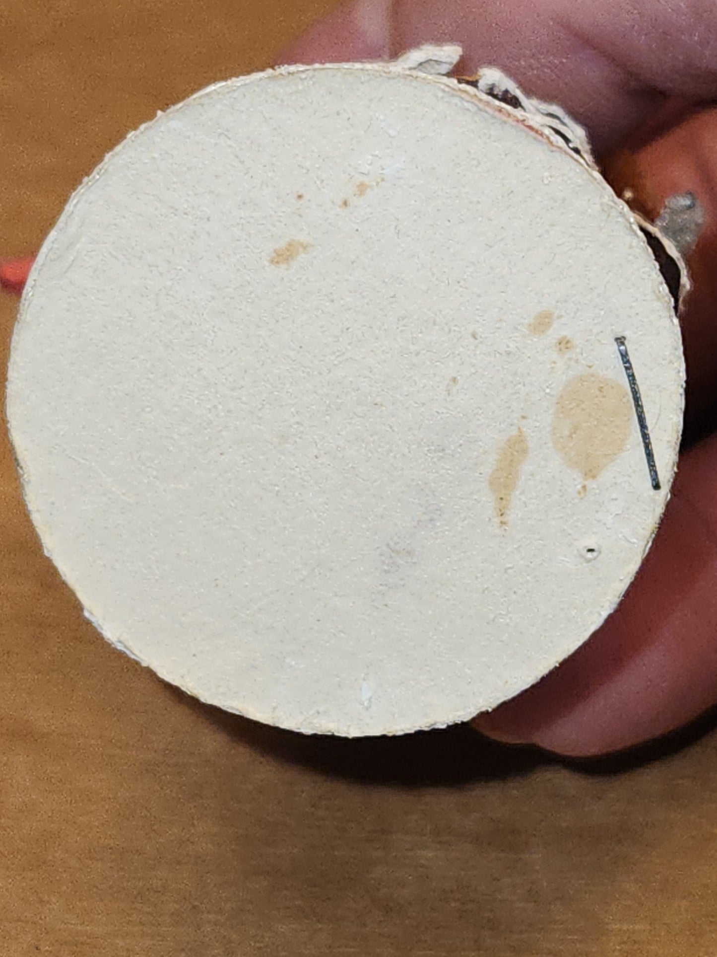 Vintage Pinecone Elf Gnome Dwarf with Maracas Band Ornament Chenille Plastic Face Mica Putz